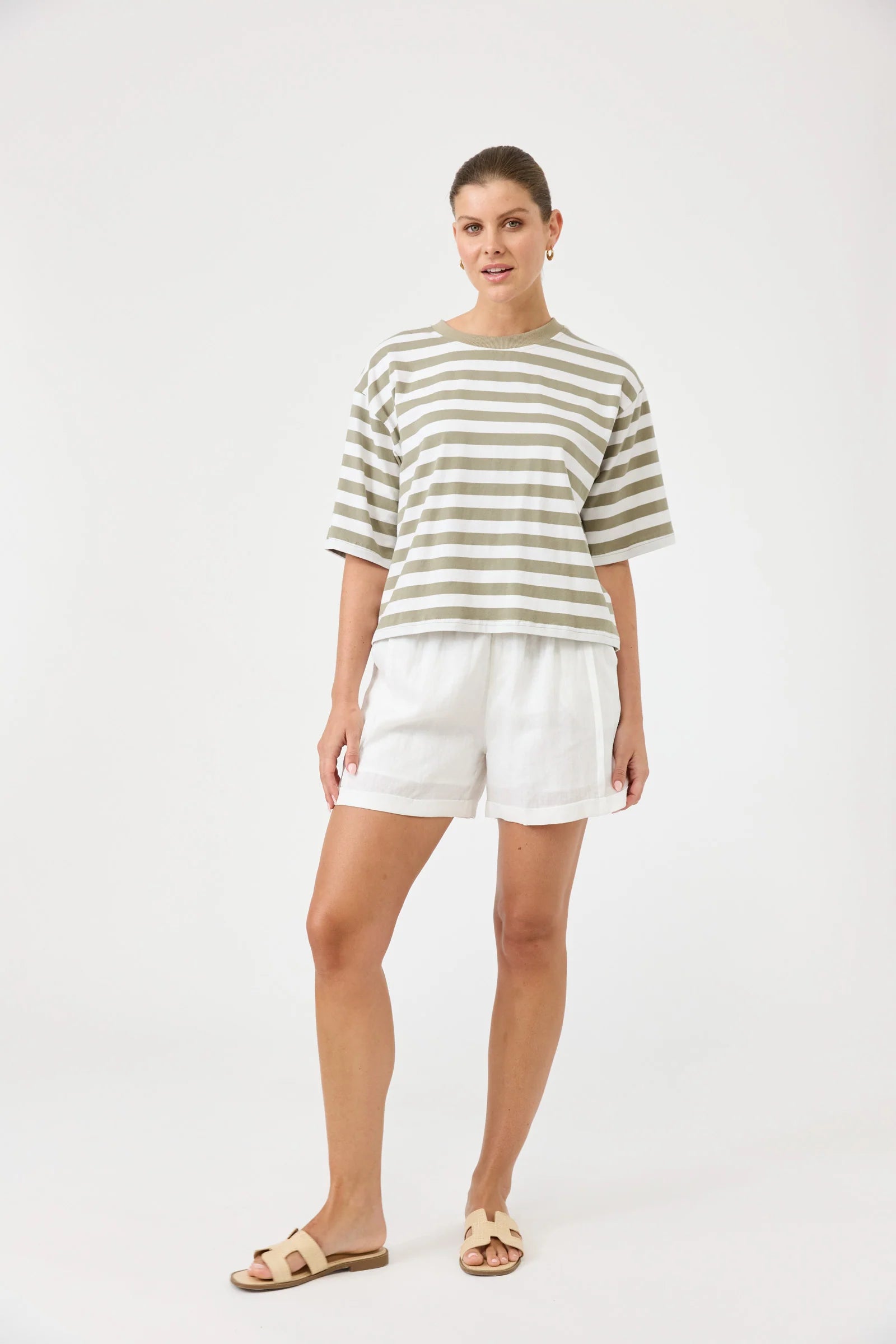 Studio Stripe T Shirt - Olive