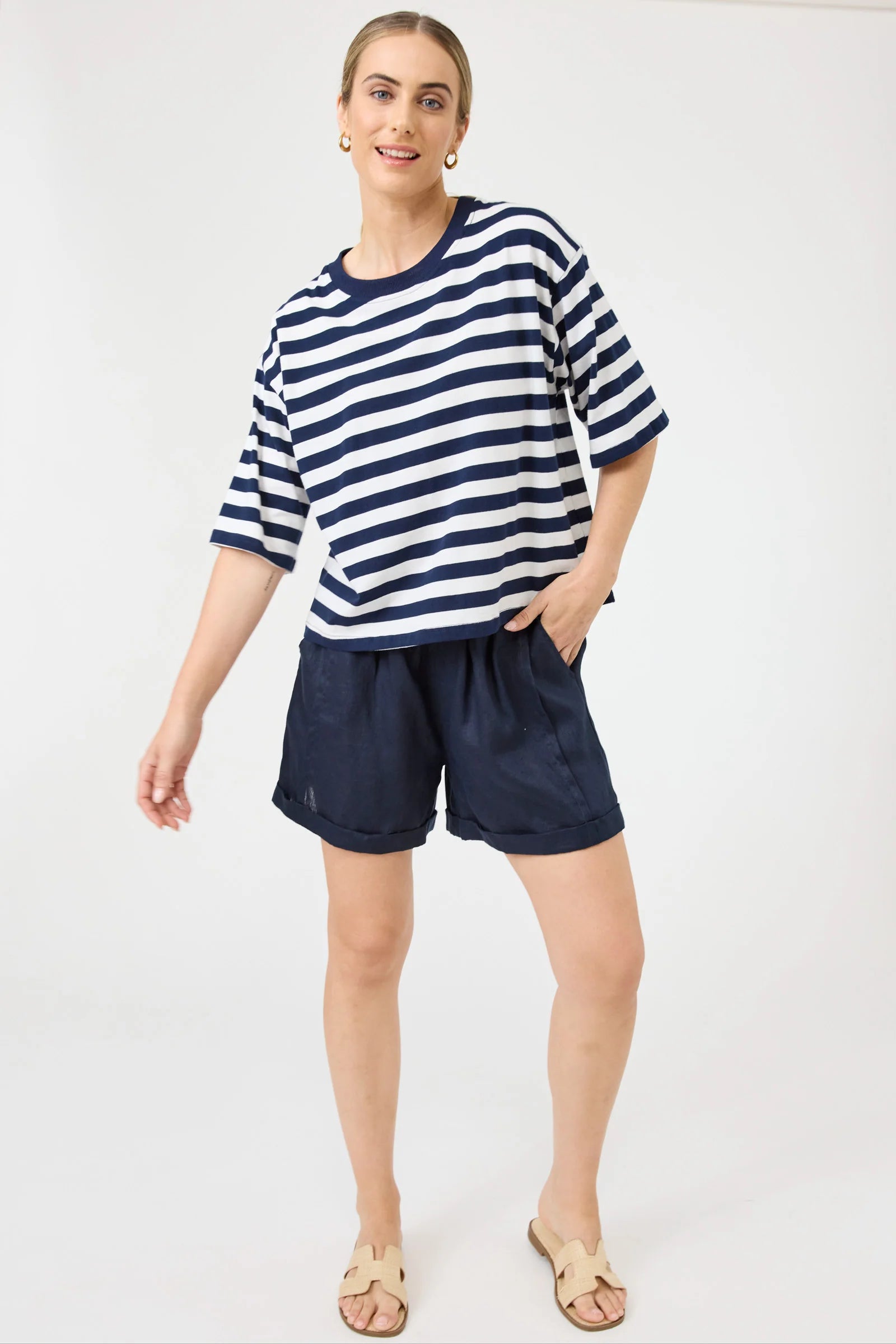 Studio Stripe T Shirt - Indigo