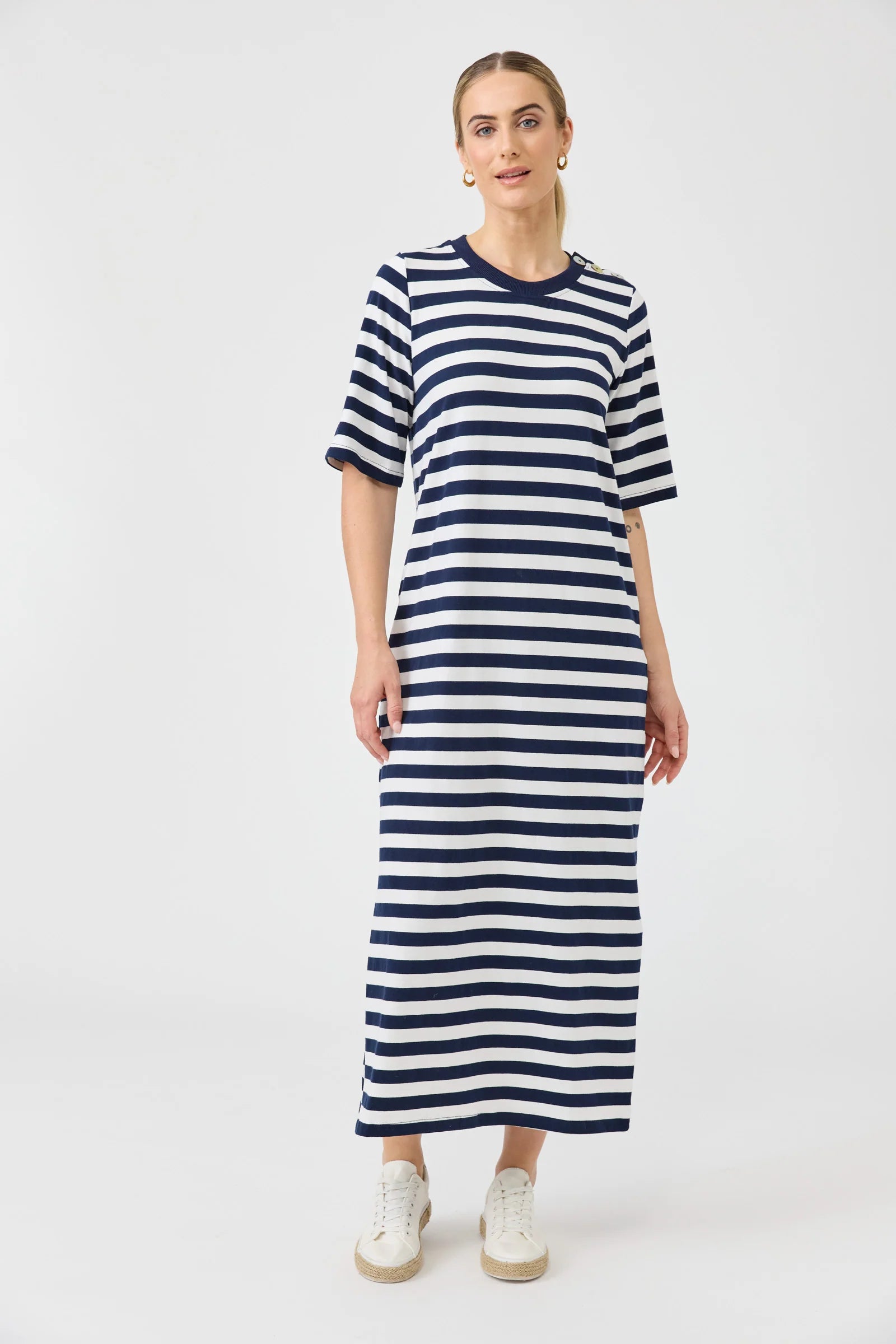 Studio Stripe T Shirt Dress - Indigo