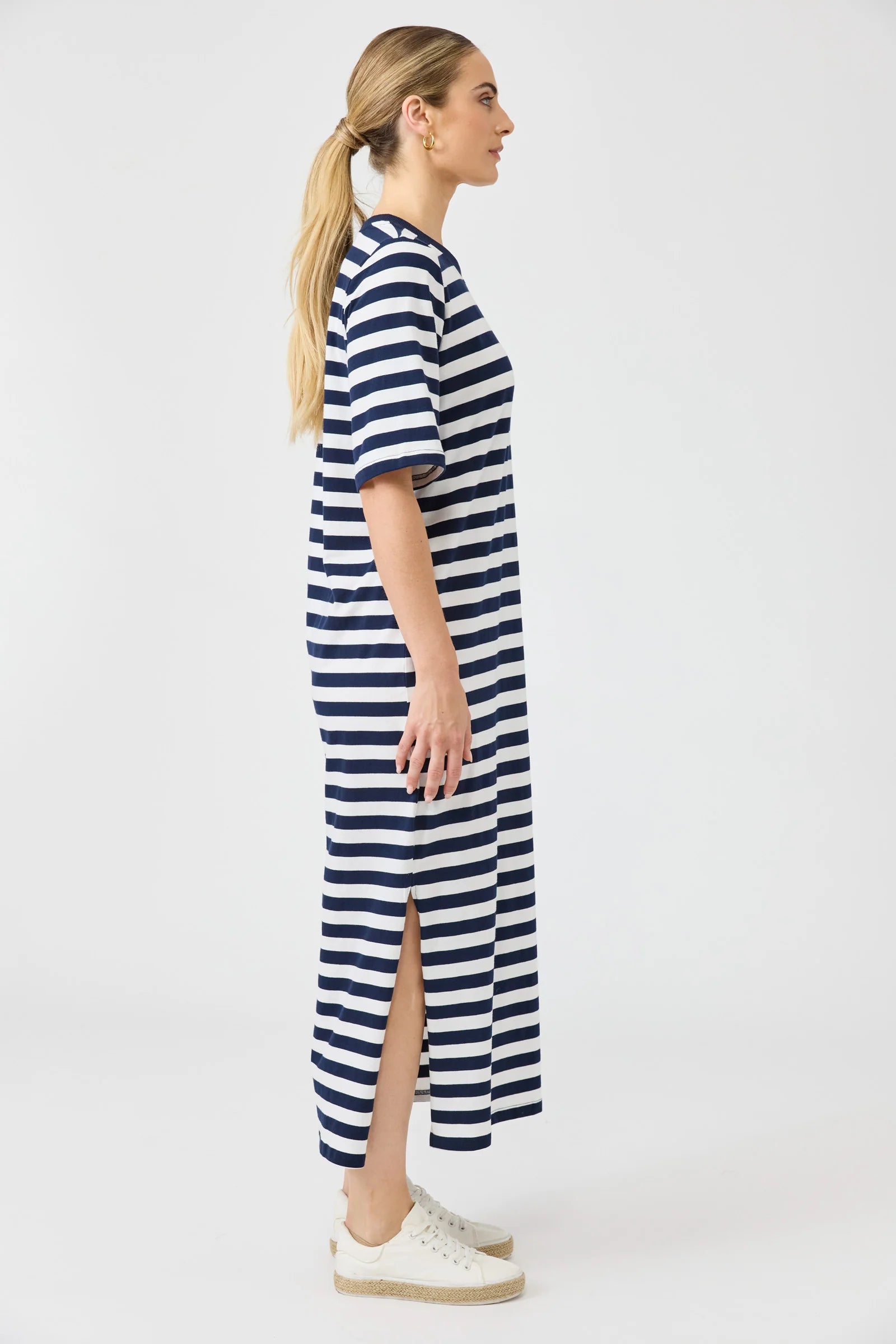 Studio Stripe T Shirt Dress - Indigo