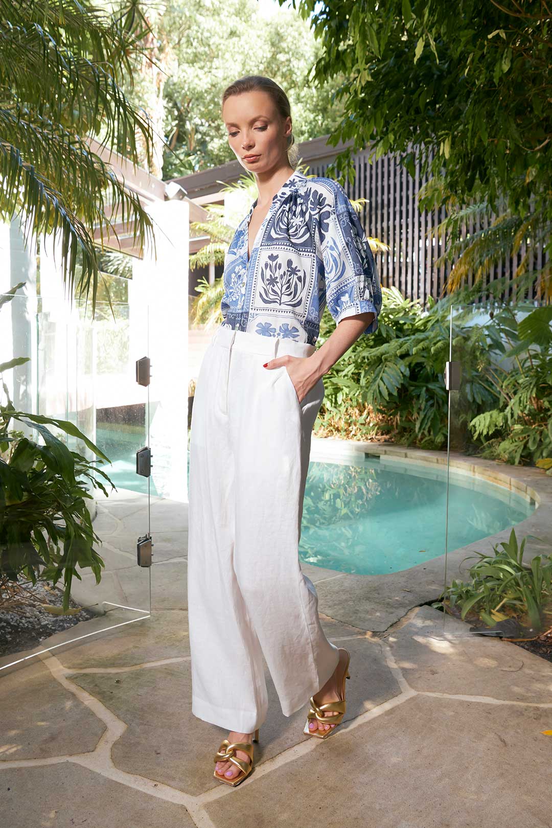 The Dreamer Label CLEARANCE Taylor Botanical Blouse - Denim