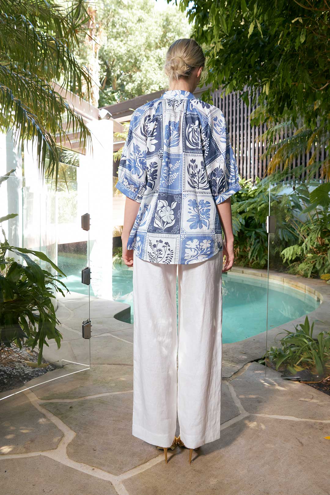 The Dreamer Label CLEARANCE Taylor Botanical Blouse - Denim