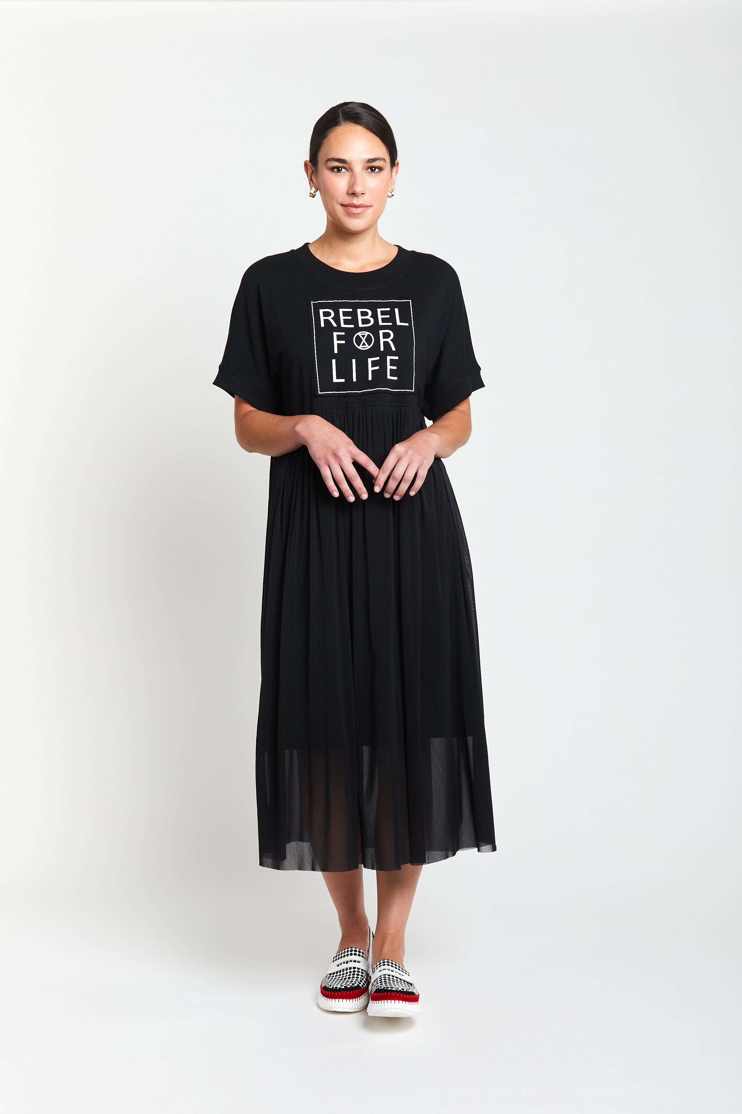 Rebel For Life Tee Dress - Black