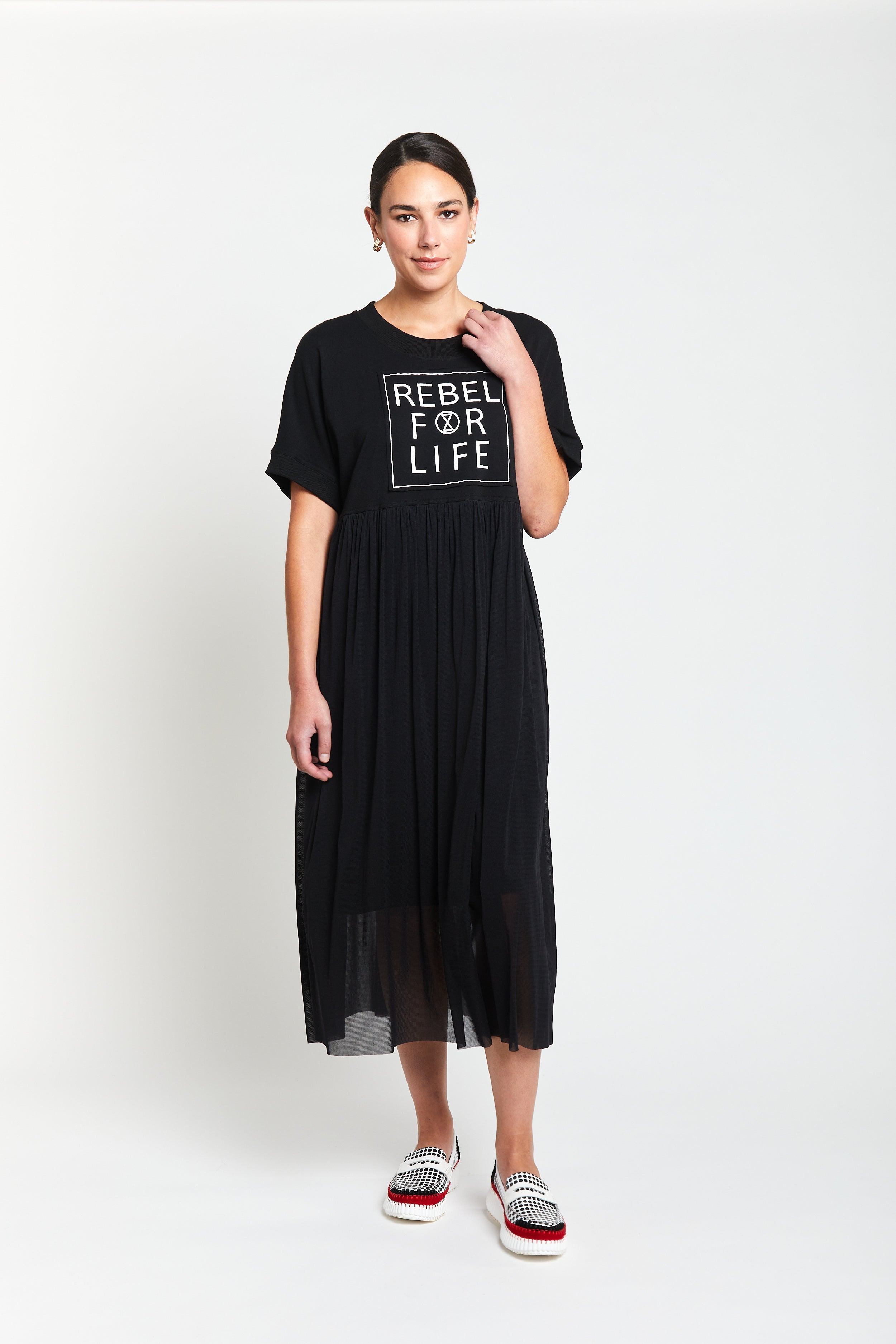 Rebel For Life Tee Dress - Black