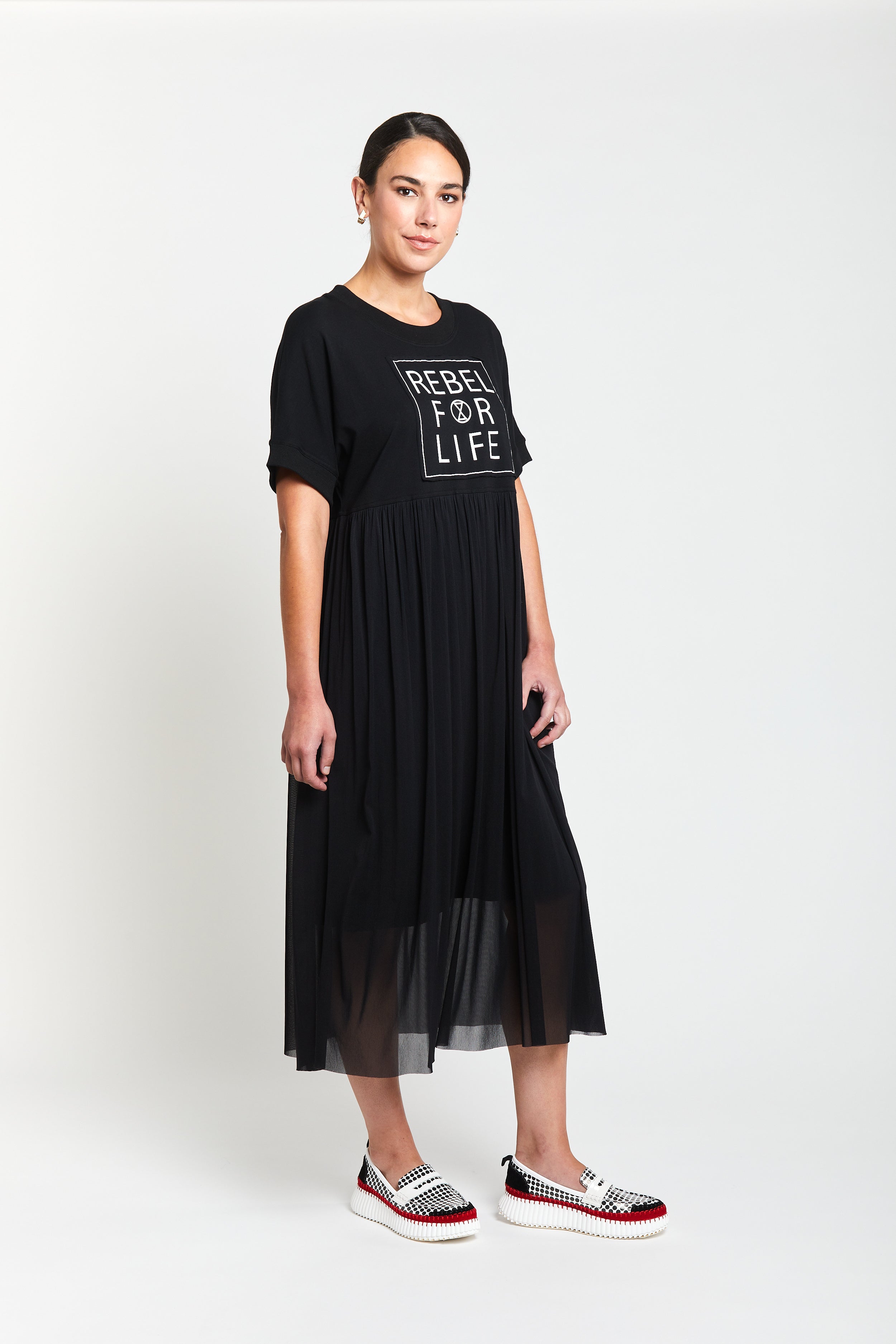 Rebel For Life Tee Dress - Black
