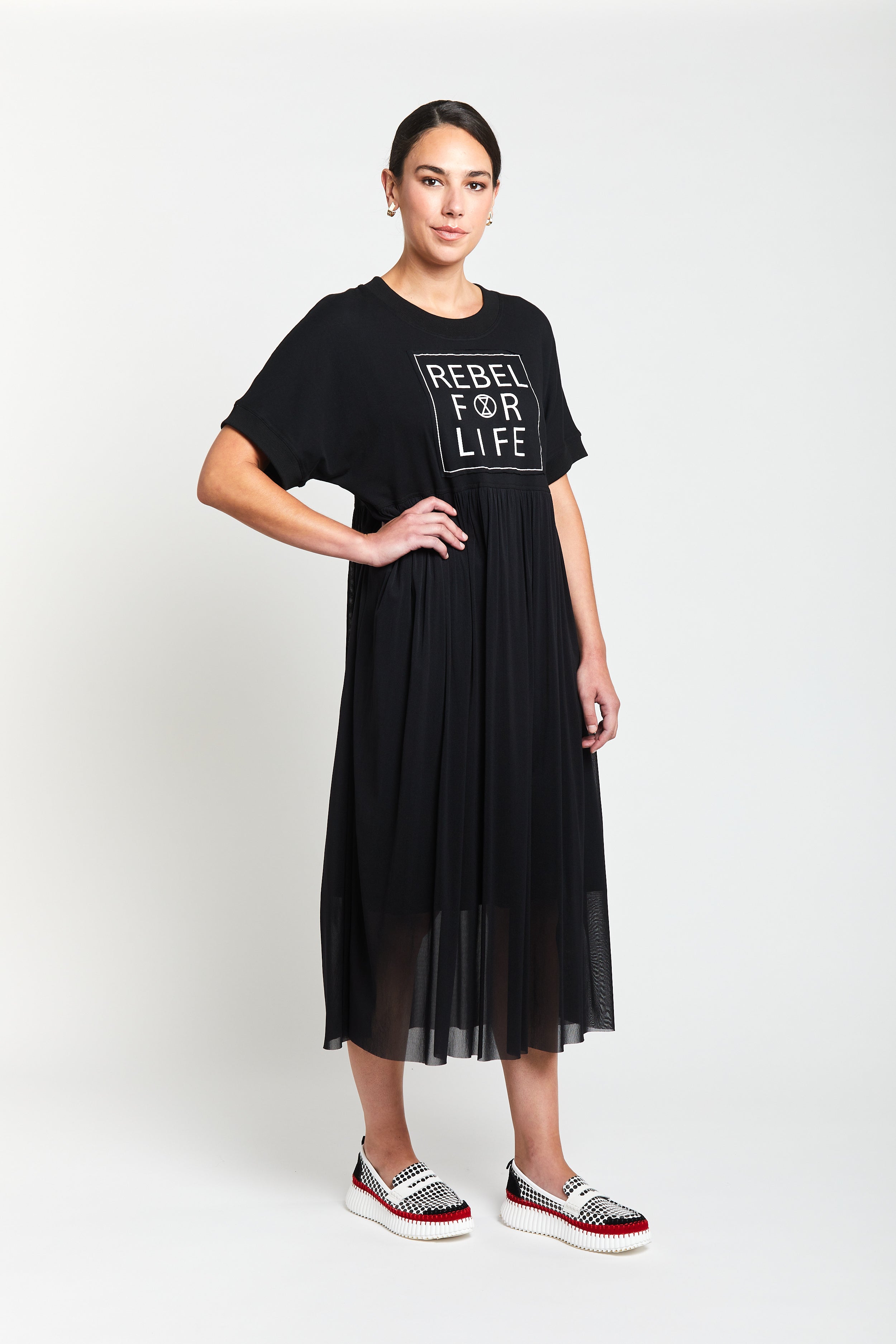 Rebel For Life Tee Dress - Black