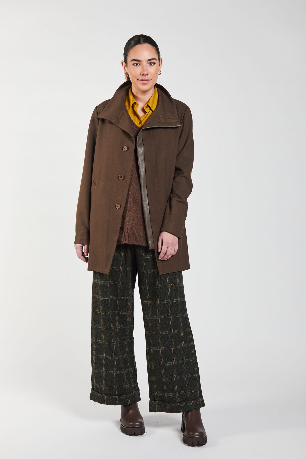 Obi Leather Panel Coat - Donkey