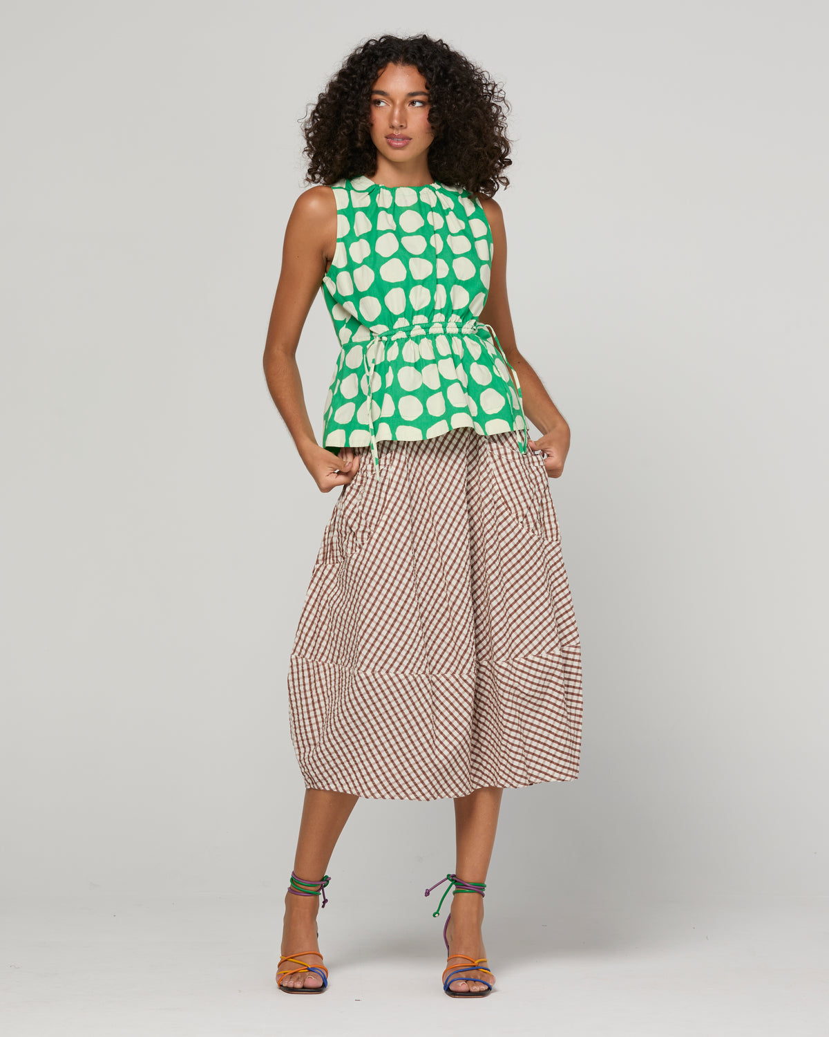 Boom Shankar Guru Skirt - Cocoa Gingham COMING SOON
