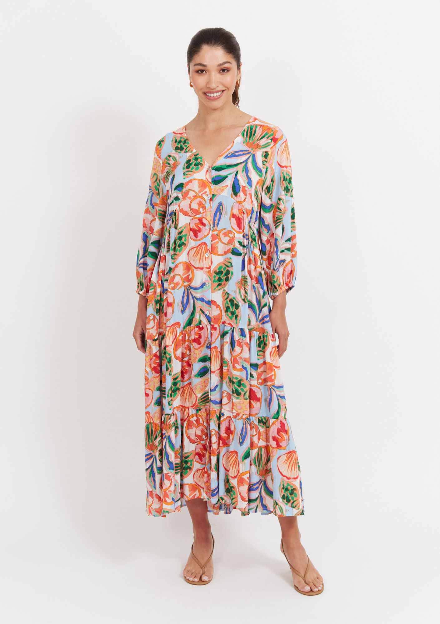 Baja Button Maxi Dress - Tide