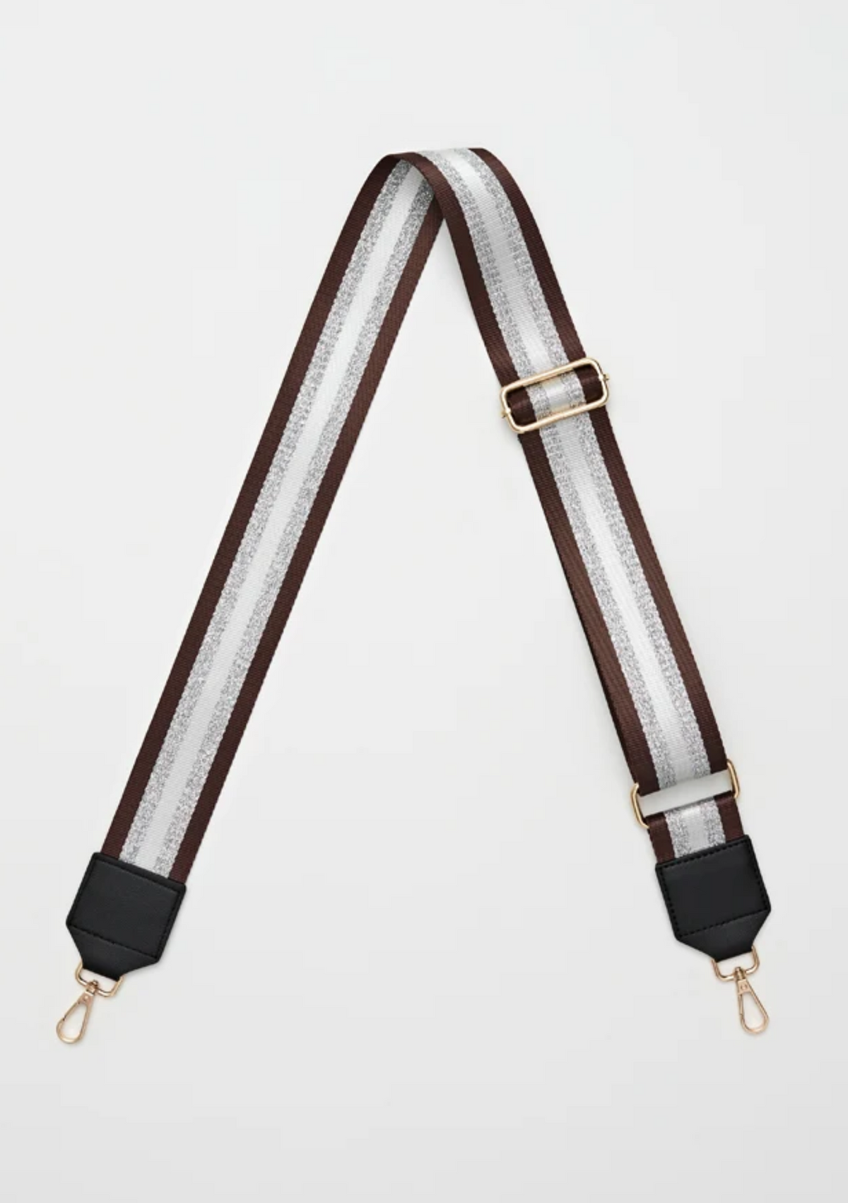 Stella + Gemma Bag Strap - Brown + Silver Stripe