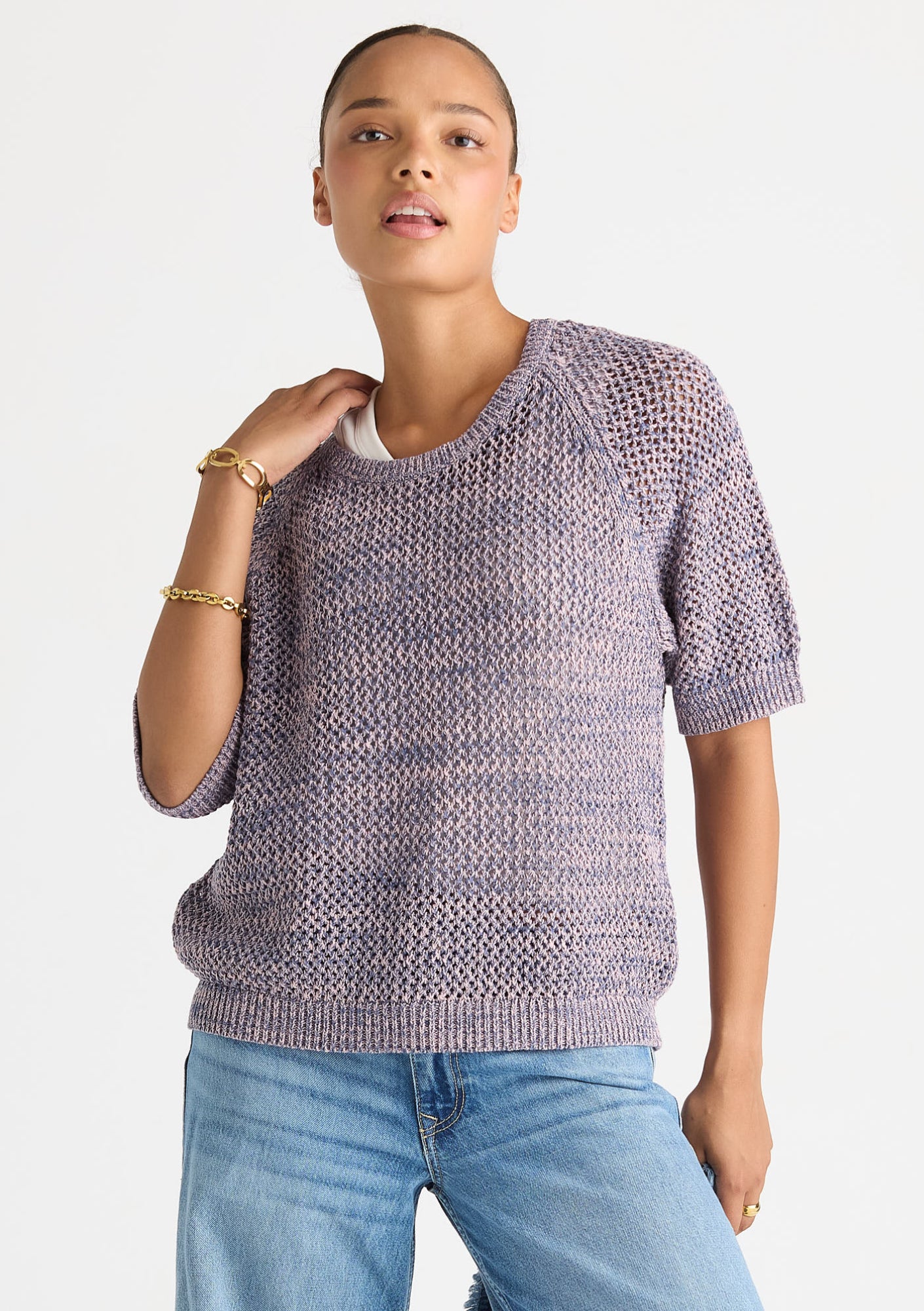 Colour Mix Top - Denim