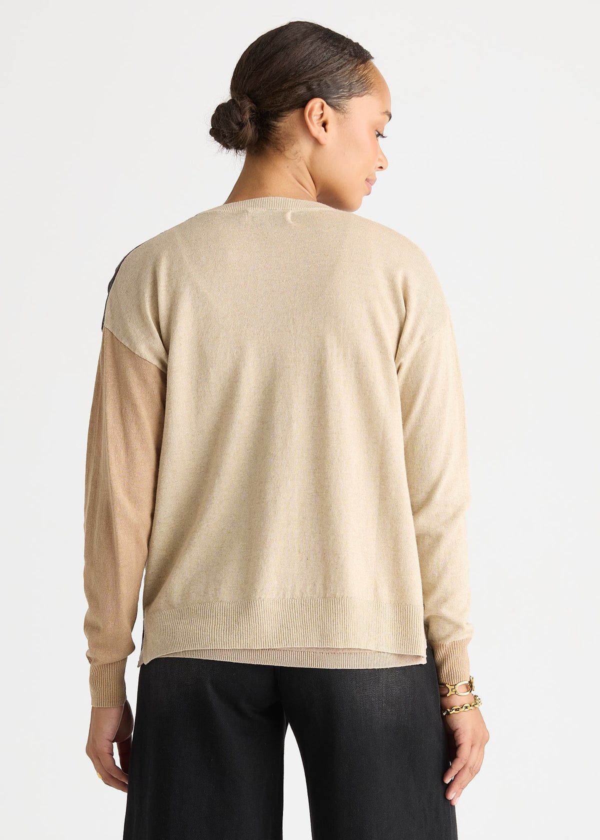 LD & Co Colour Block Cardi - Natural
