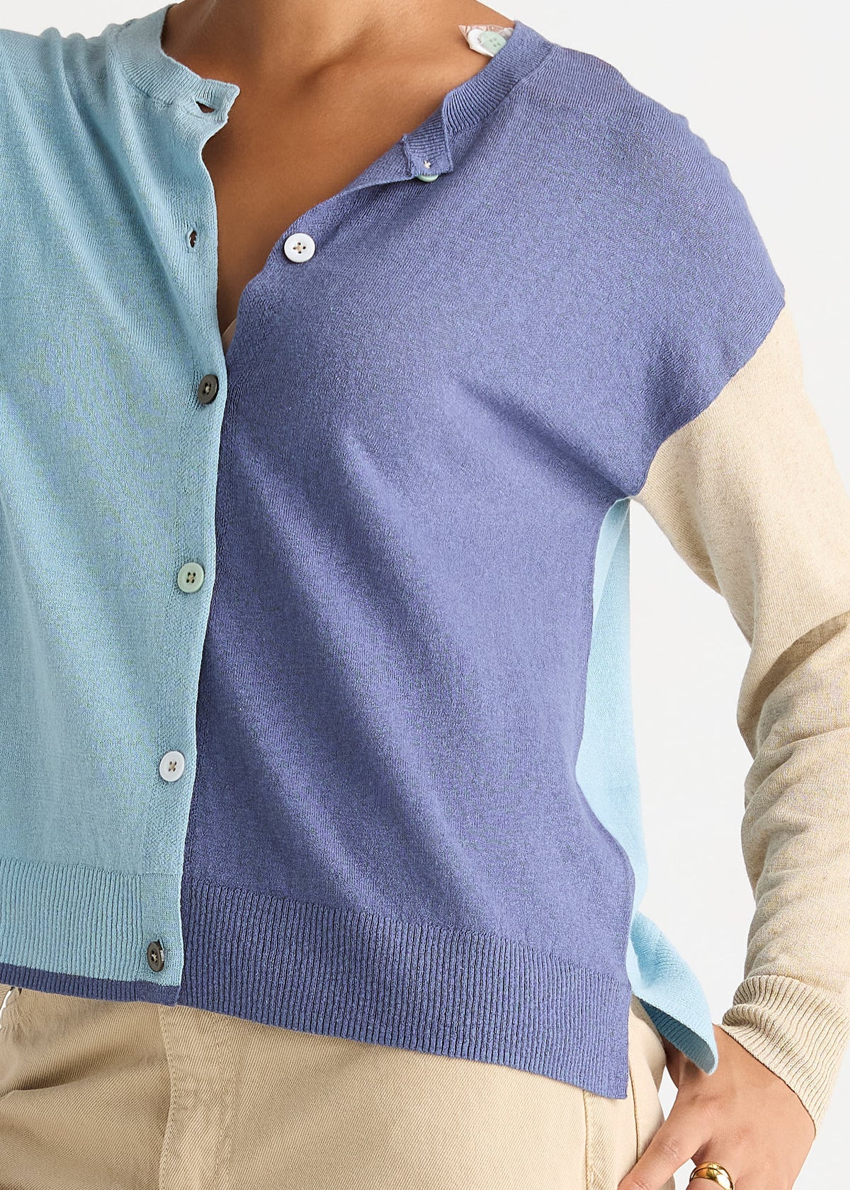 LD & Co Colour Block Cardi - Opal