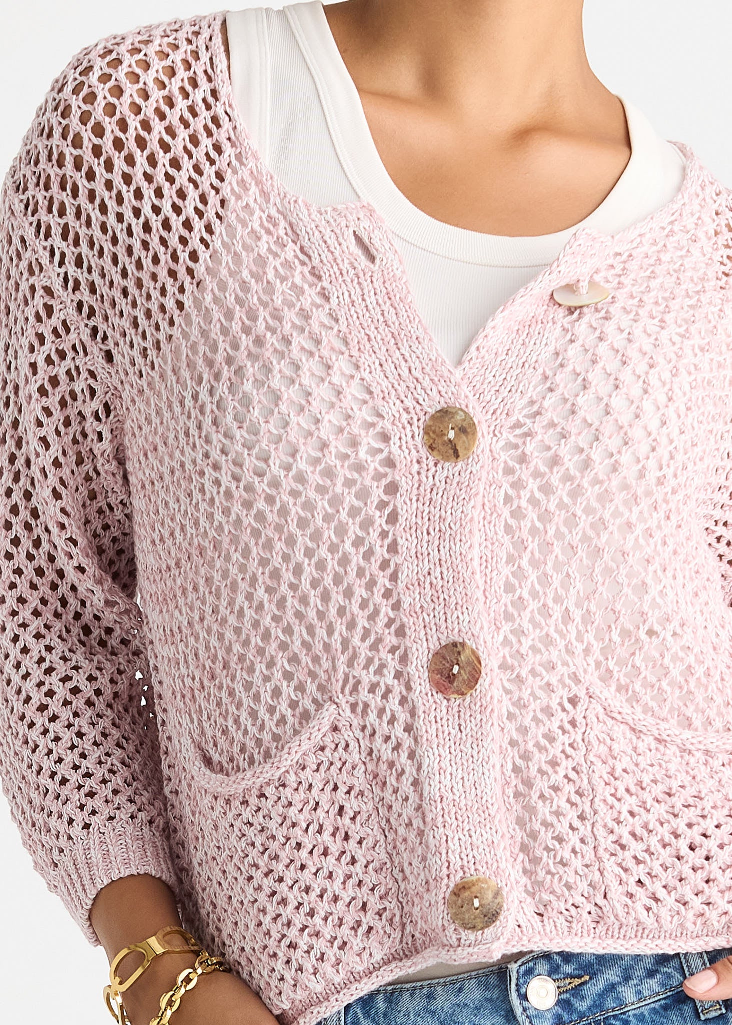Colour Mix Cardi - Rose