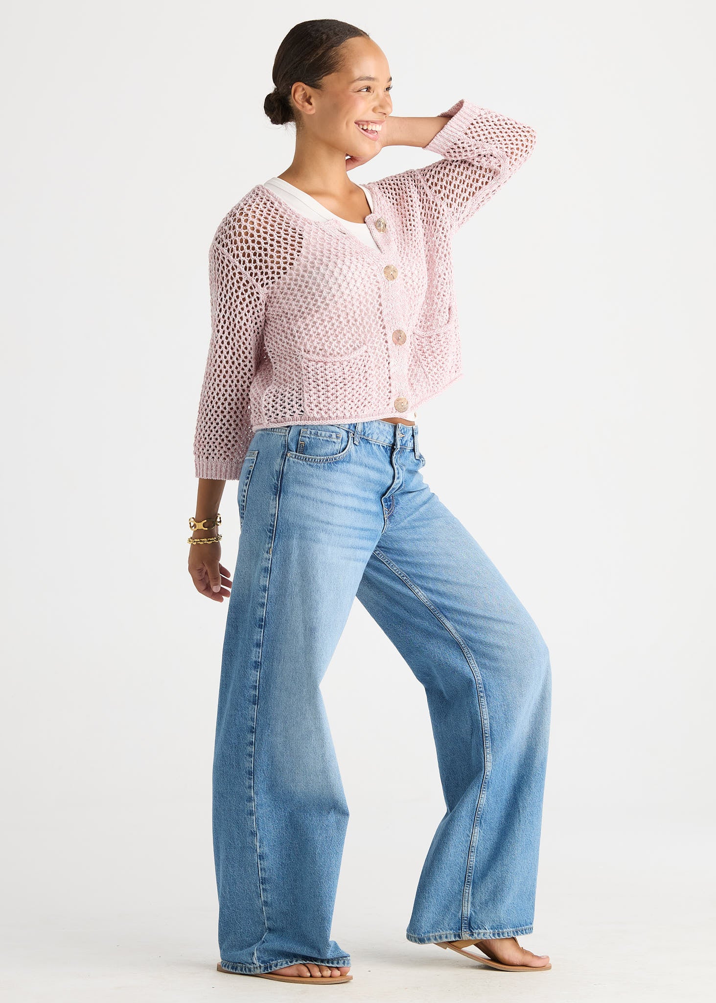 Colour Mix Cardi - Rose