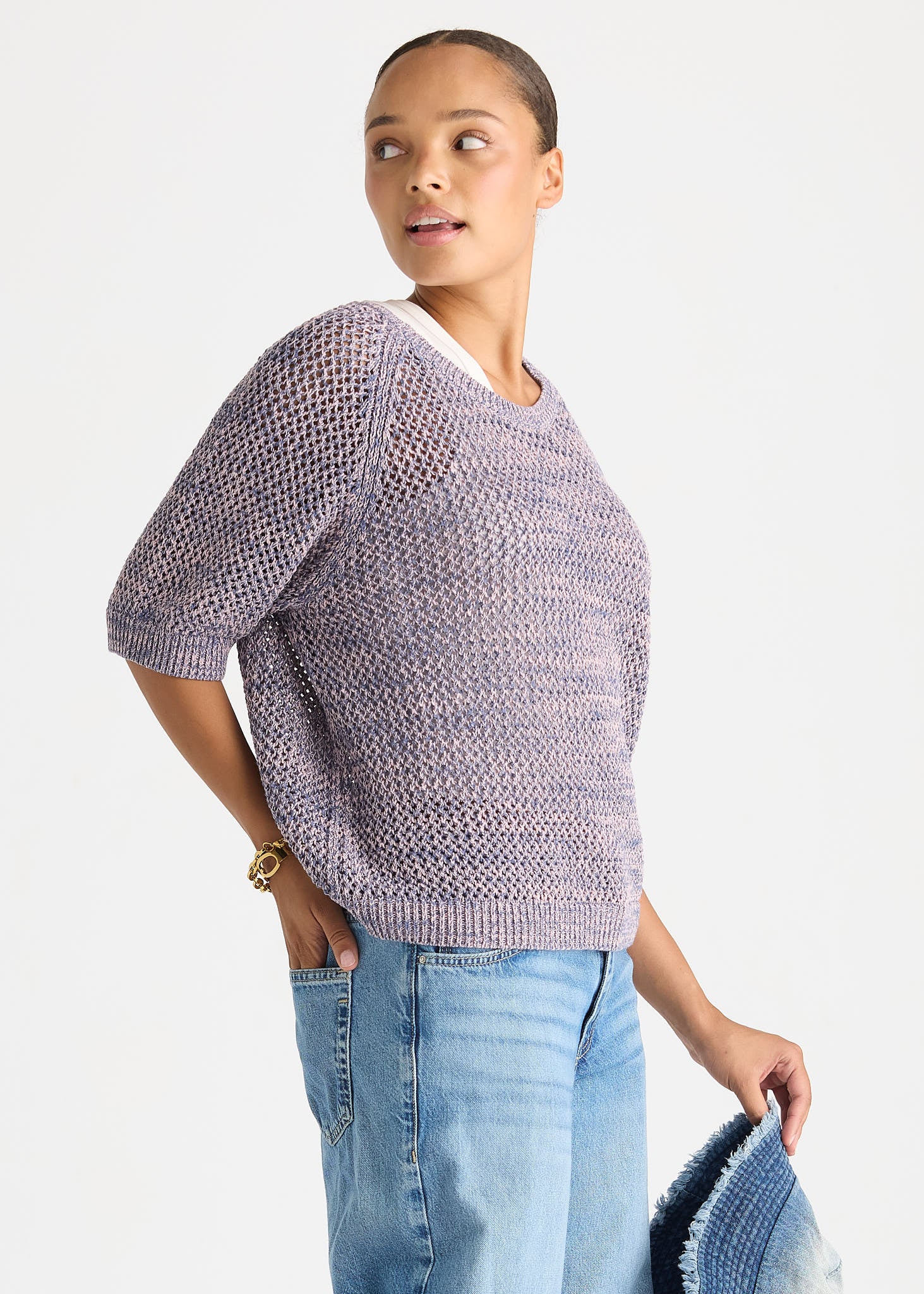 Colour Mix Top - Denim