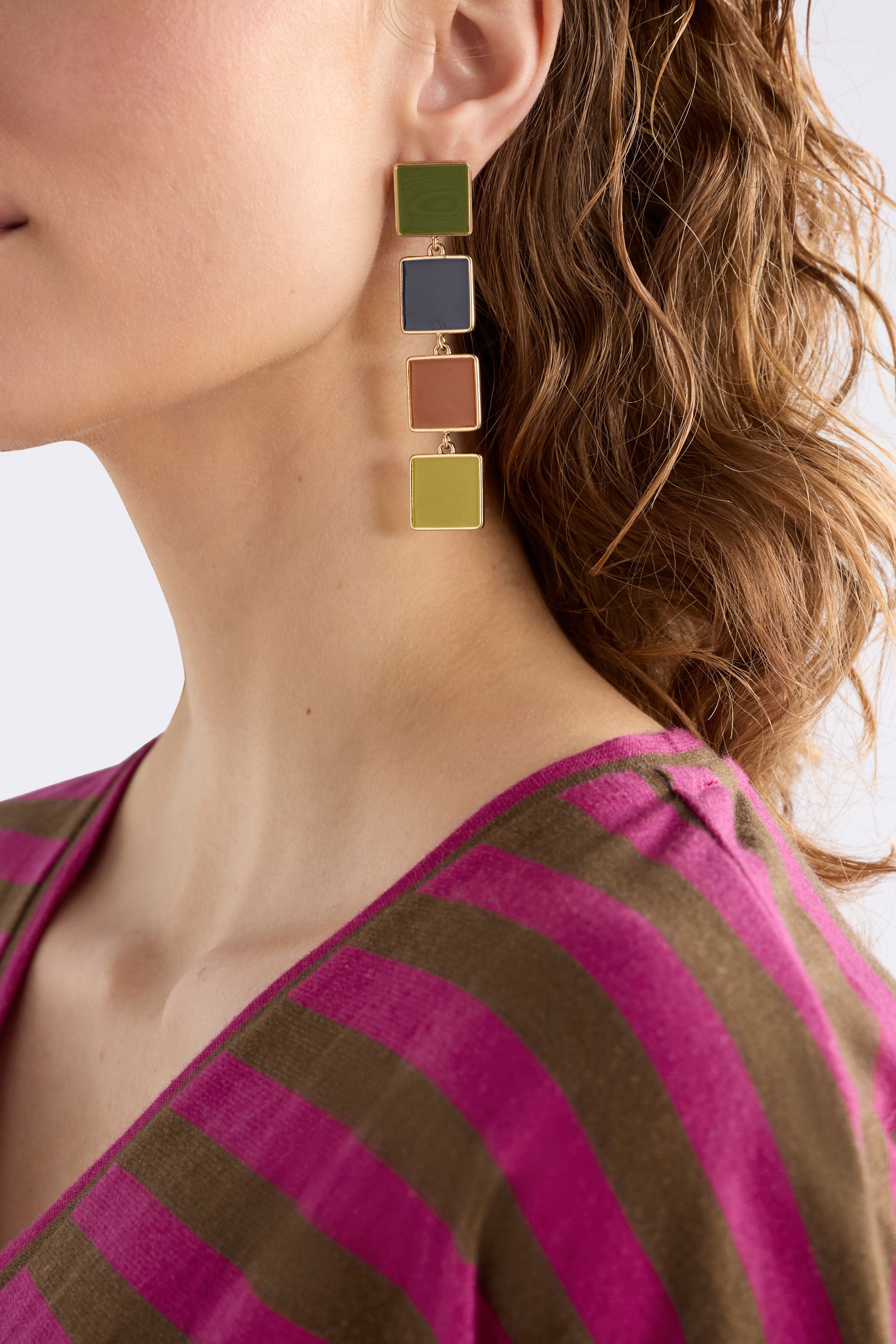 Valli Long Drop Earrings - Artichoke