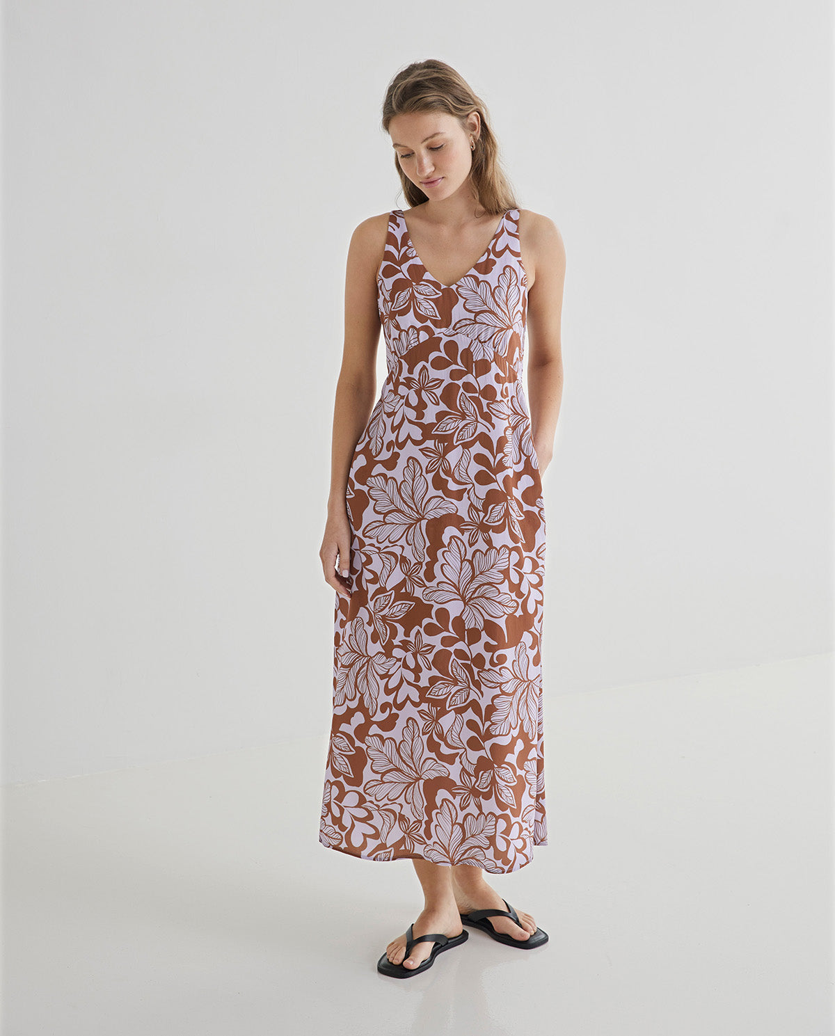 Anastasia Sleeveless Viscose Dress - Mauve COMING SOON