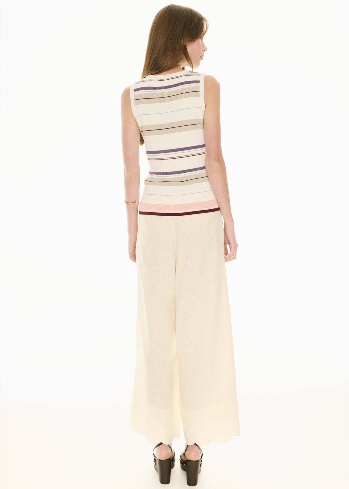 Pol Fey Ribbed Tank - Ivory Multi