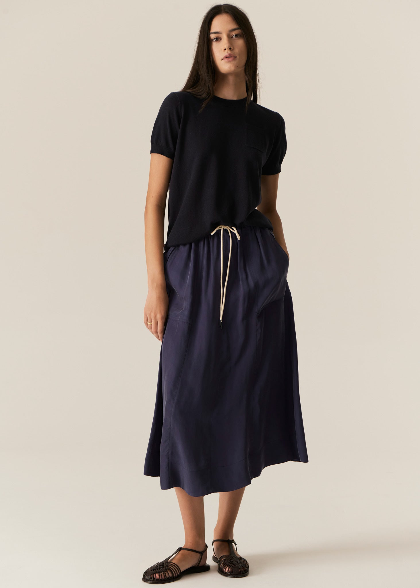 Henri Tie Skirt - Ink