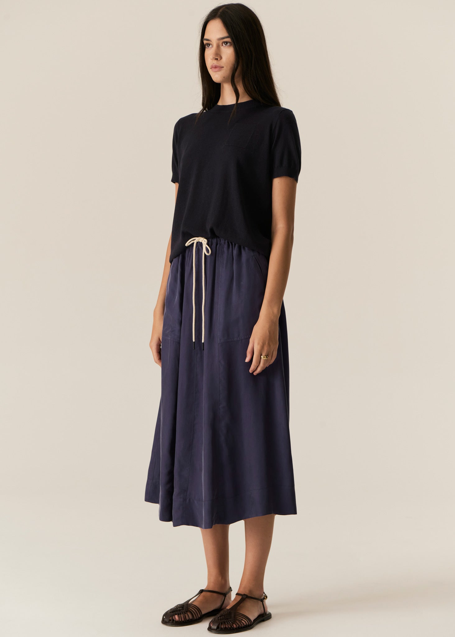 Henri Tie Skirt - Ink