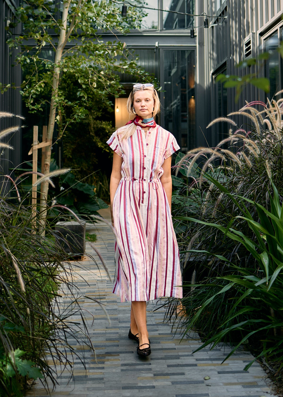 CLEARANCE Kai Shirt Dress - Red Multi Stripe