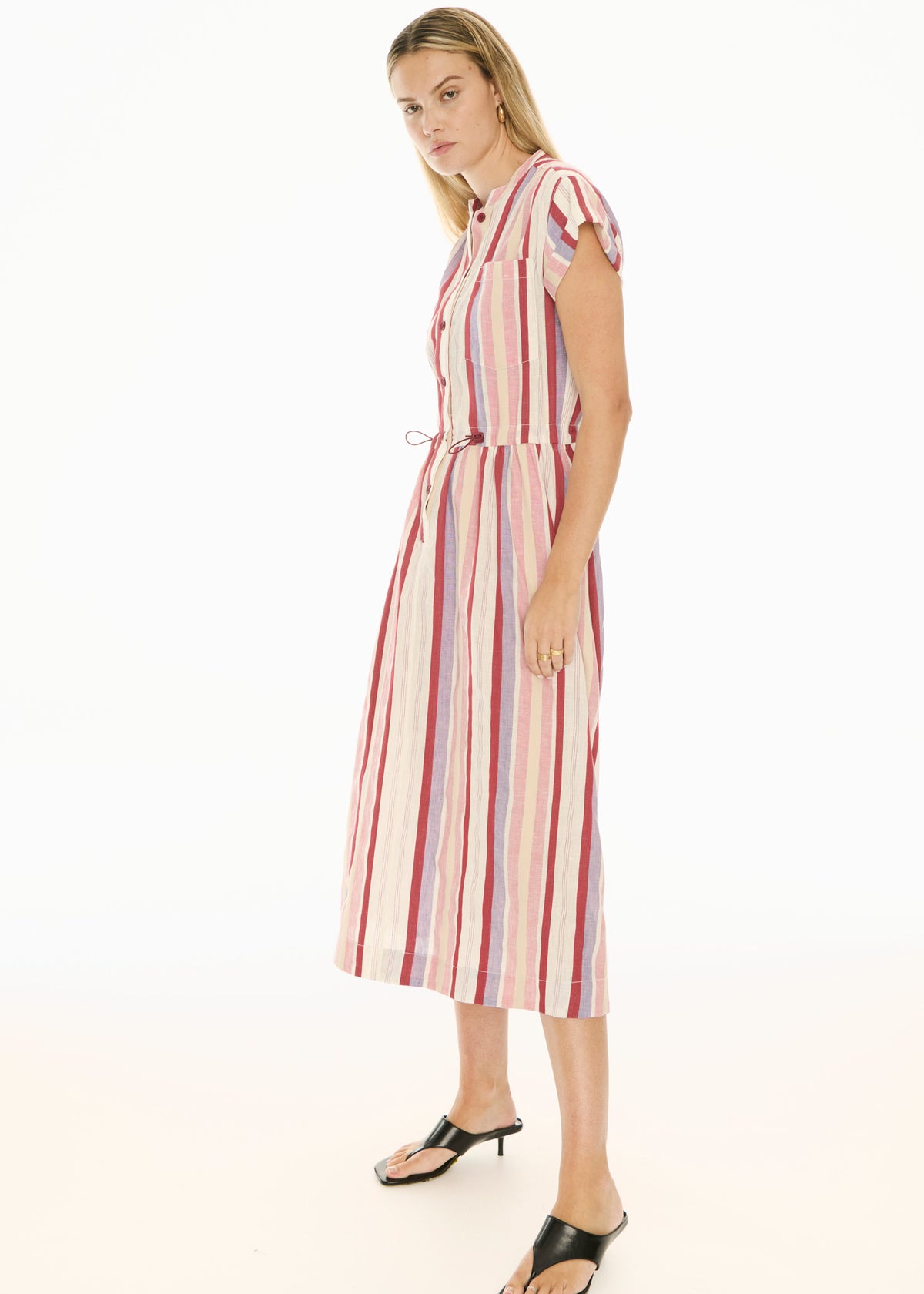 CLEARANCE Kai Shirt Dress - Red Multi Stripe
