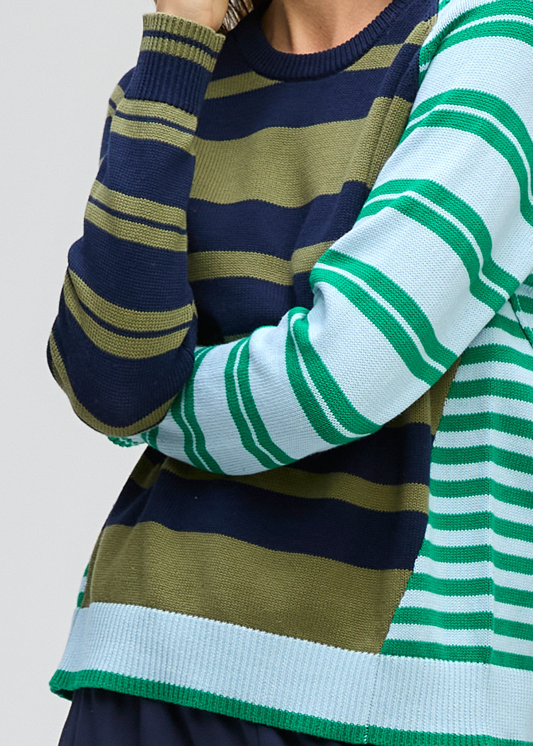 Crazy Stripe Crew Jumper - Ink