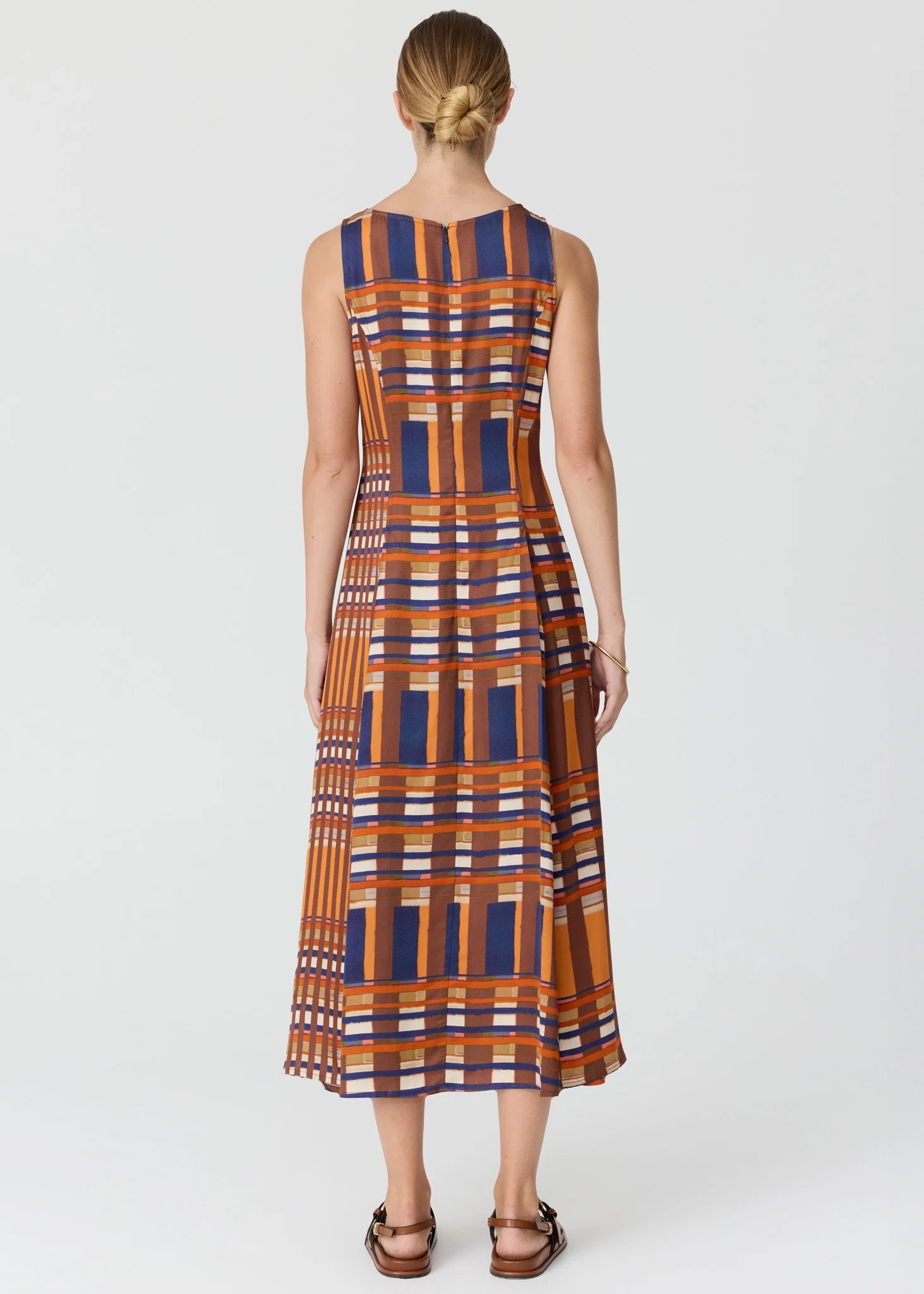 Lattice Gathered Dress - Amber Check