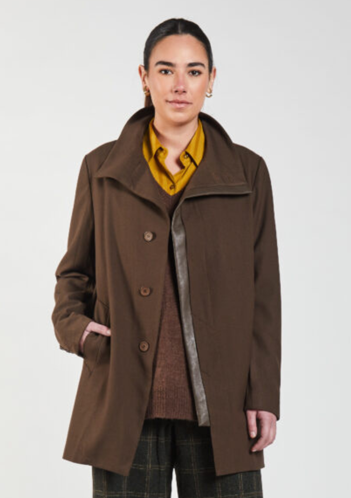 Obi Leather Panel Coat - Donkey