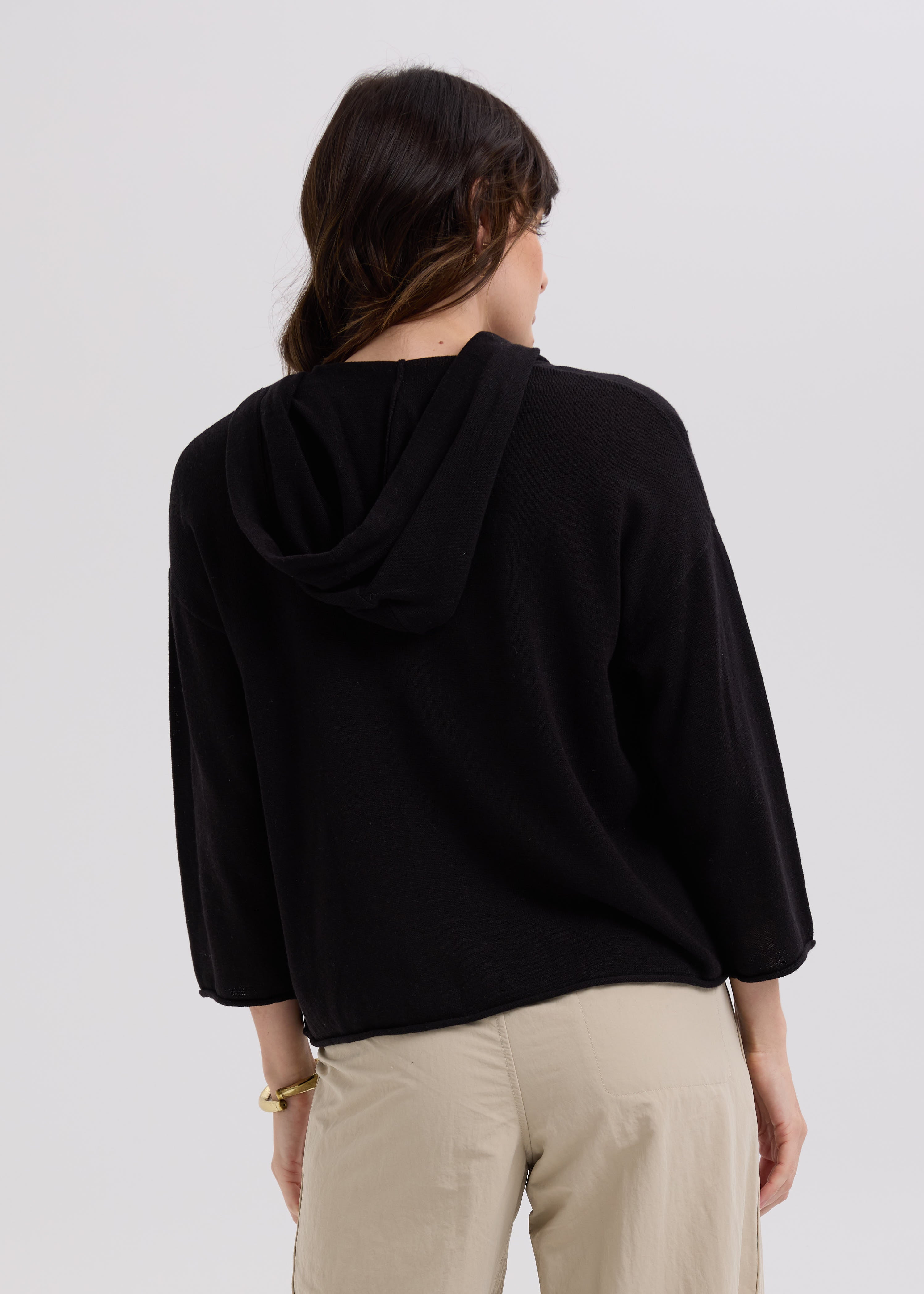 Linen Hoodie - Black