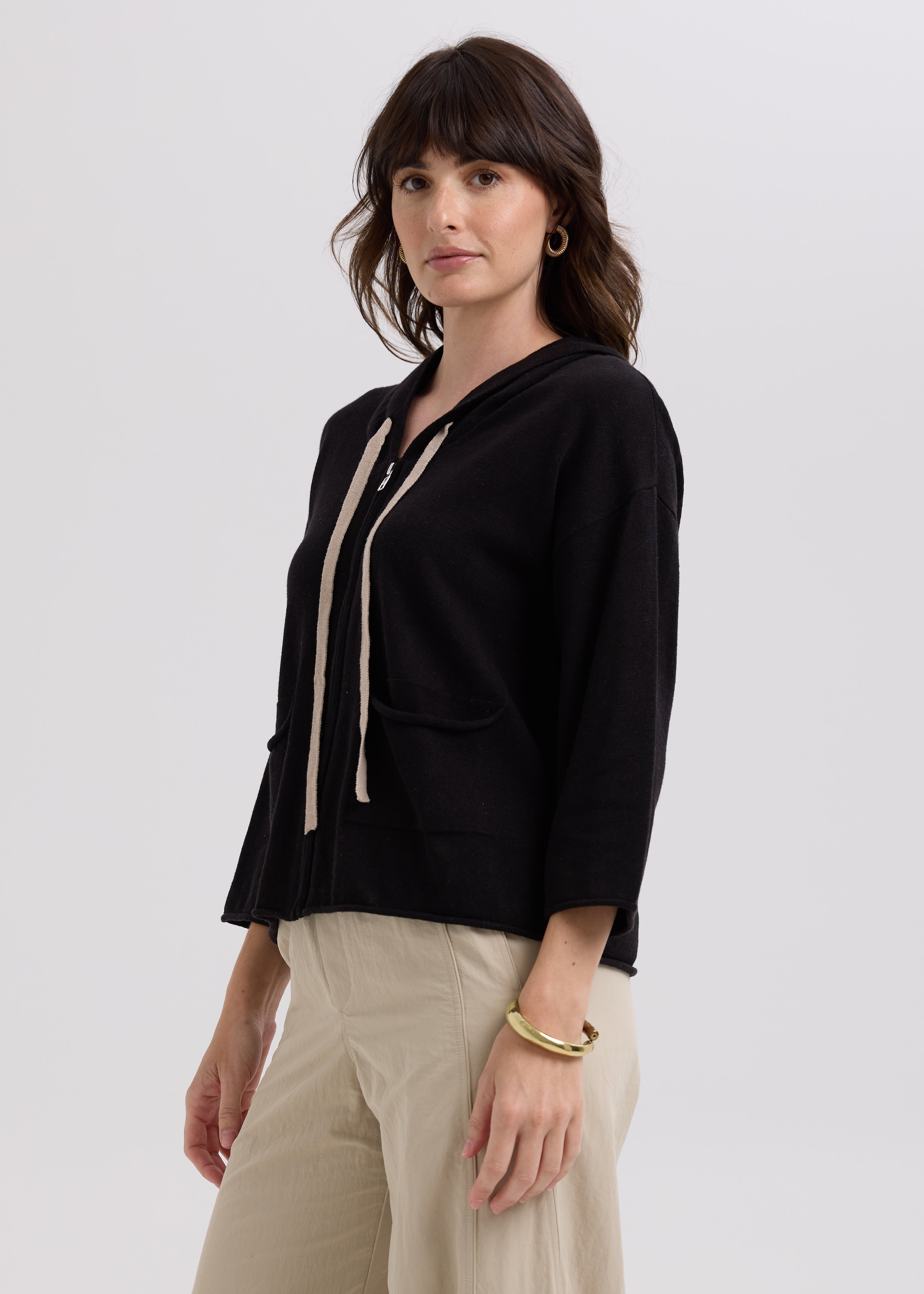 Linen Hoodie - Black