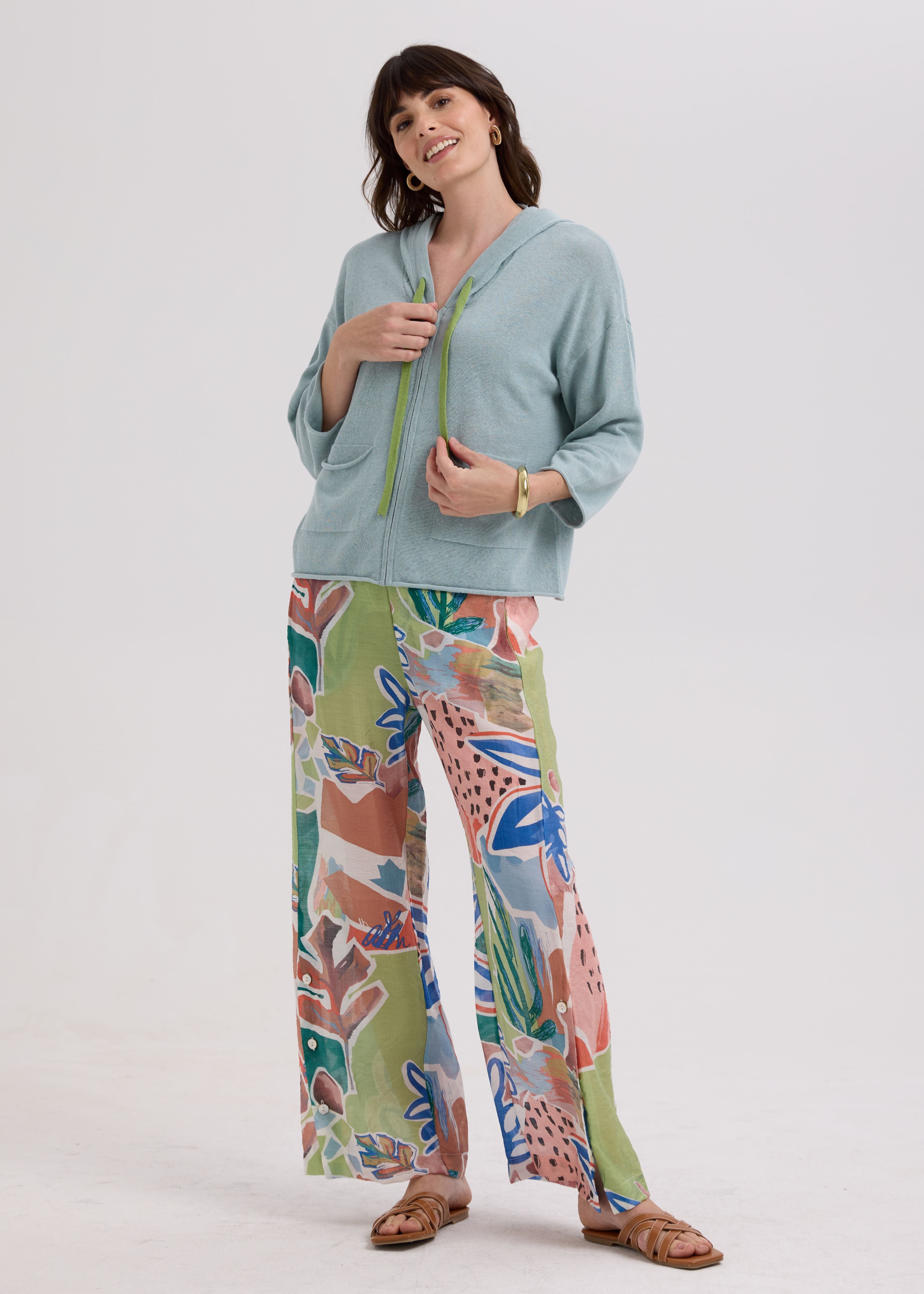 Linen Hoodie - Light Cyan