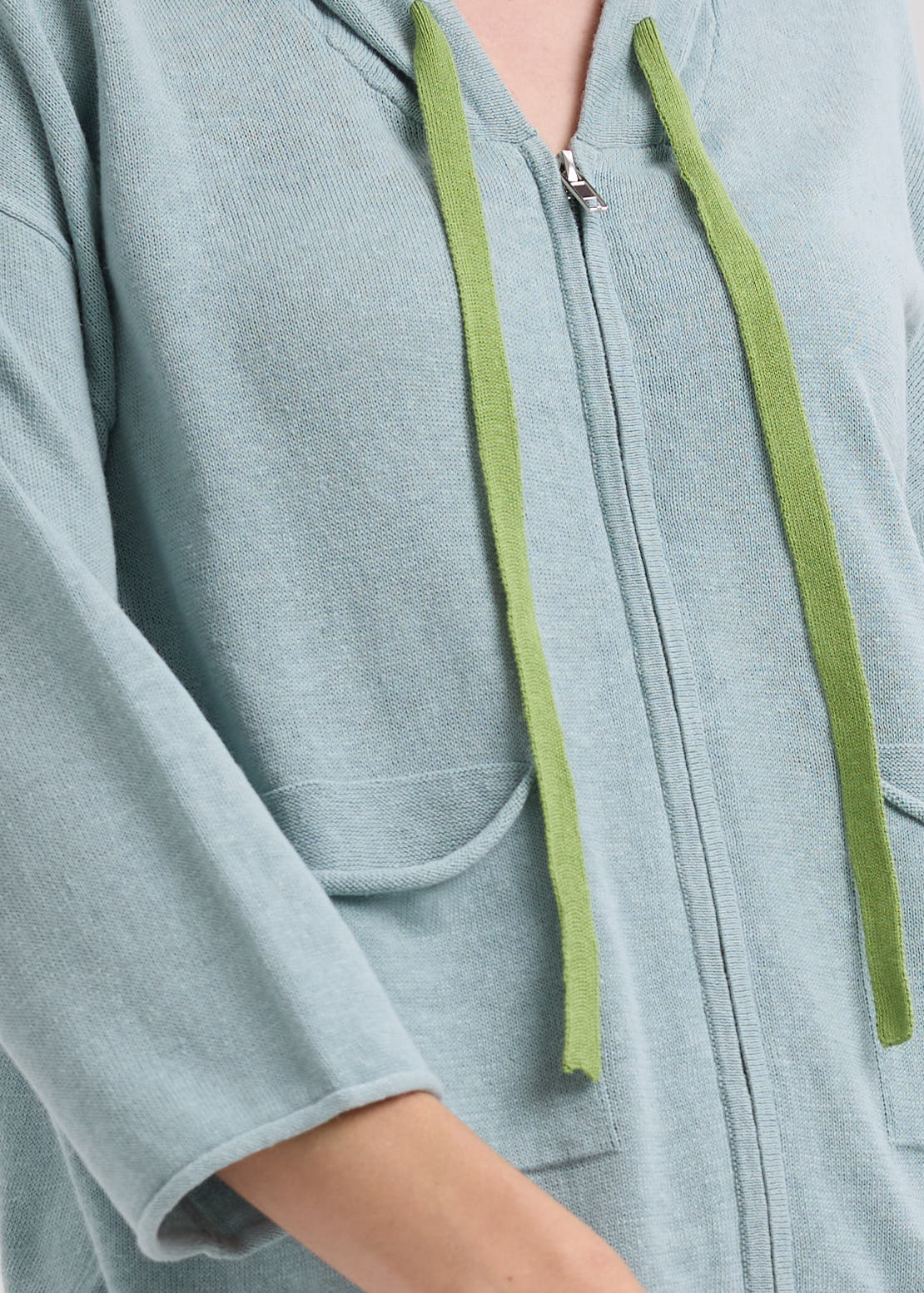Linen Hoodie - Light Cyan