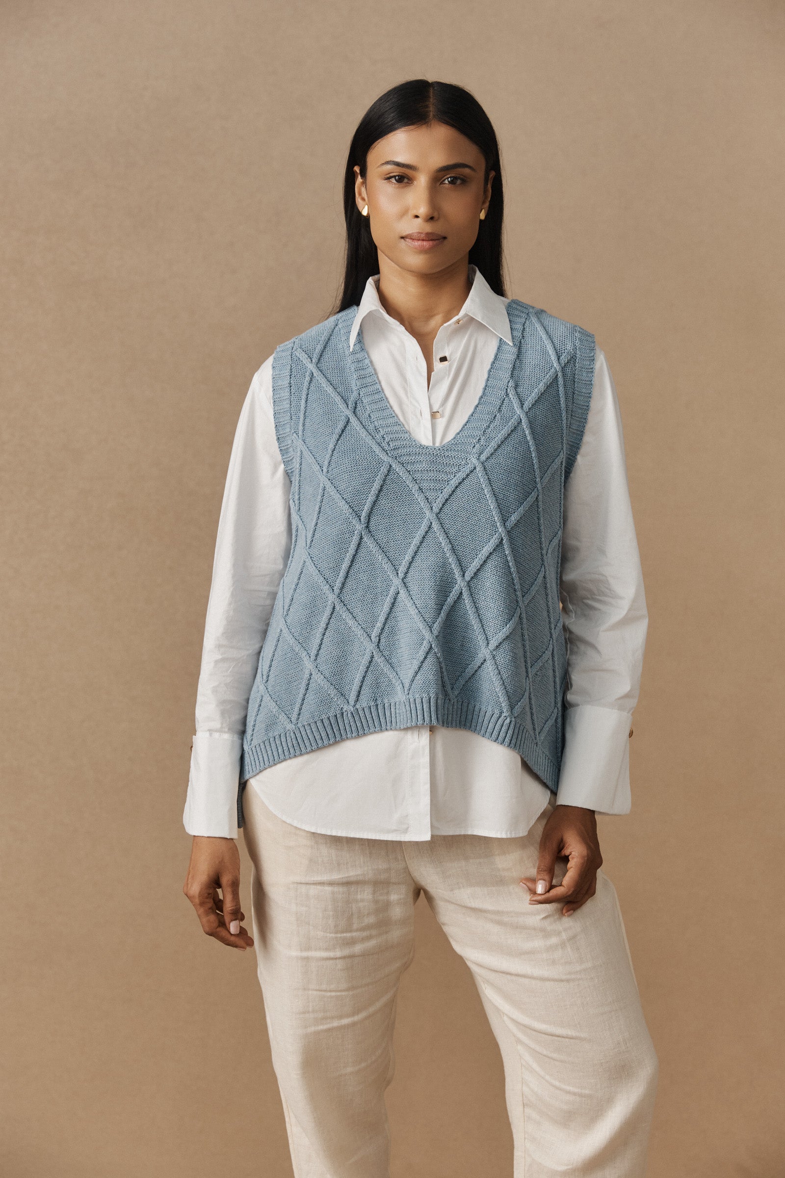 Liora Knit Vest - Lake – Mirror Mirror Boutique