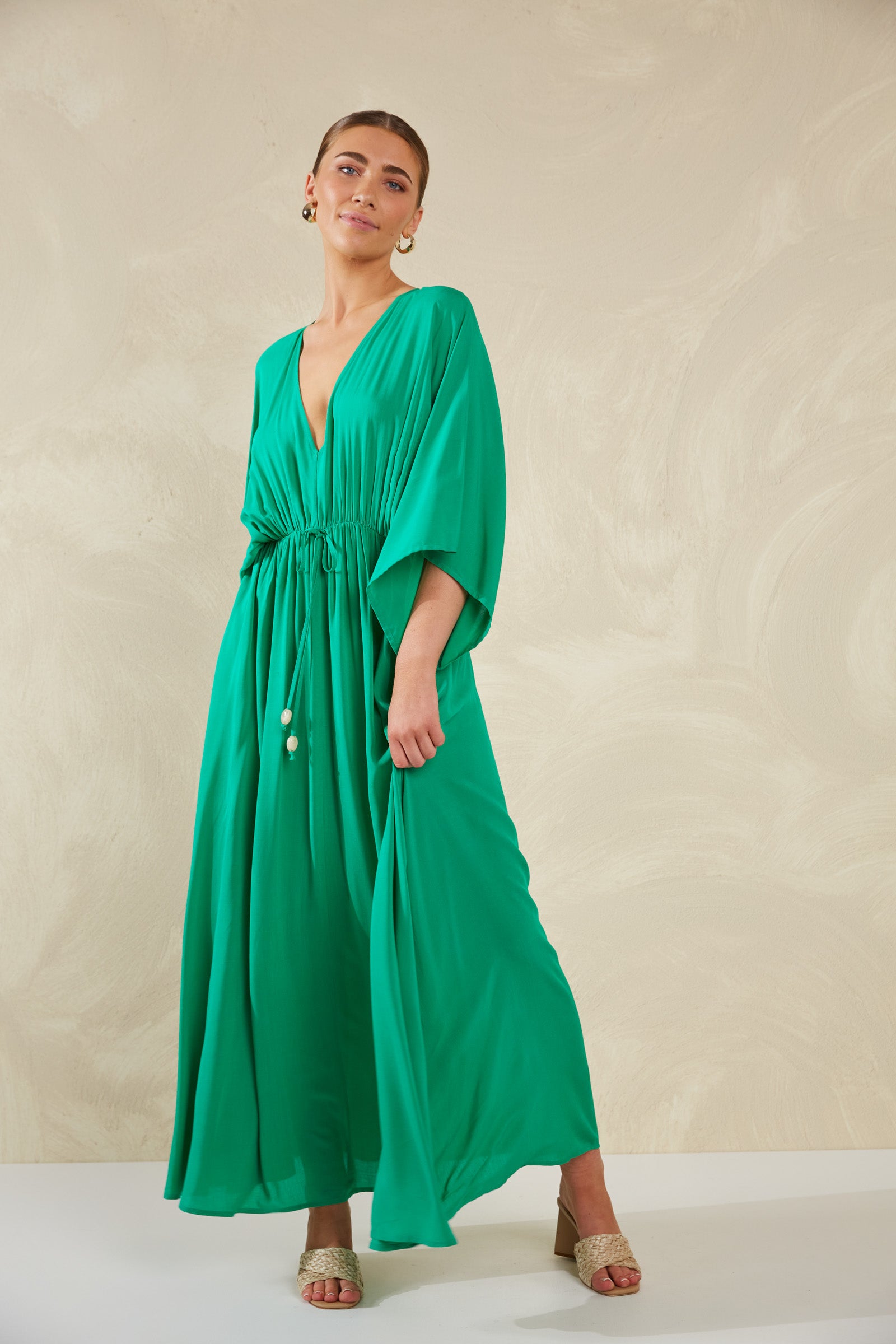 Lipari Tie Maxi Dress - Verde
