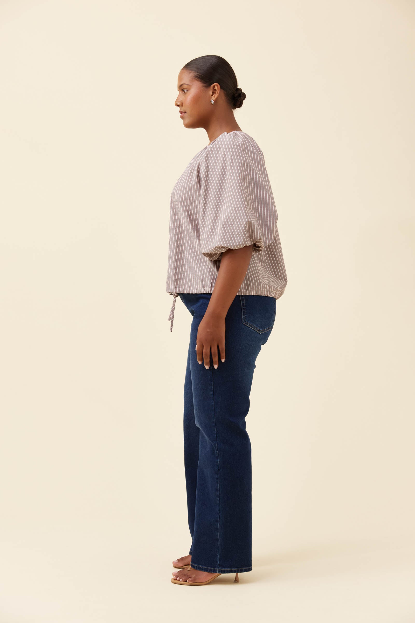 Lyndell Drawstring Top - Taupe