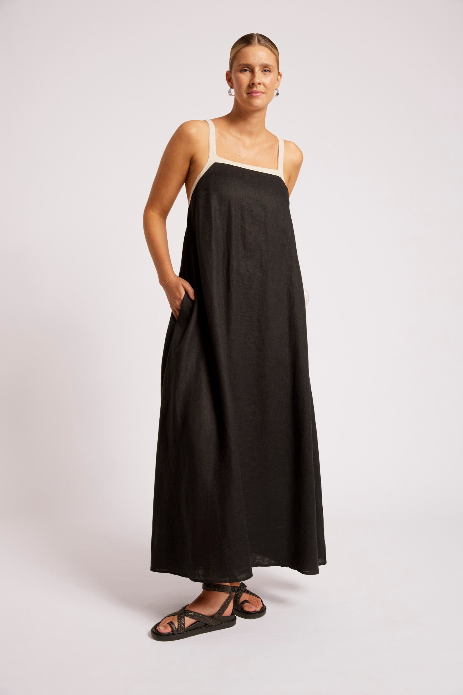 Maris Splice Tank Maxi Dress - Black / Tusk COMING SOON