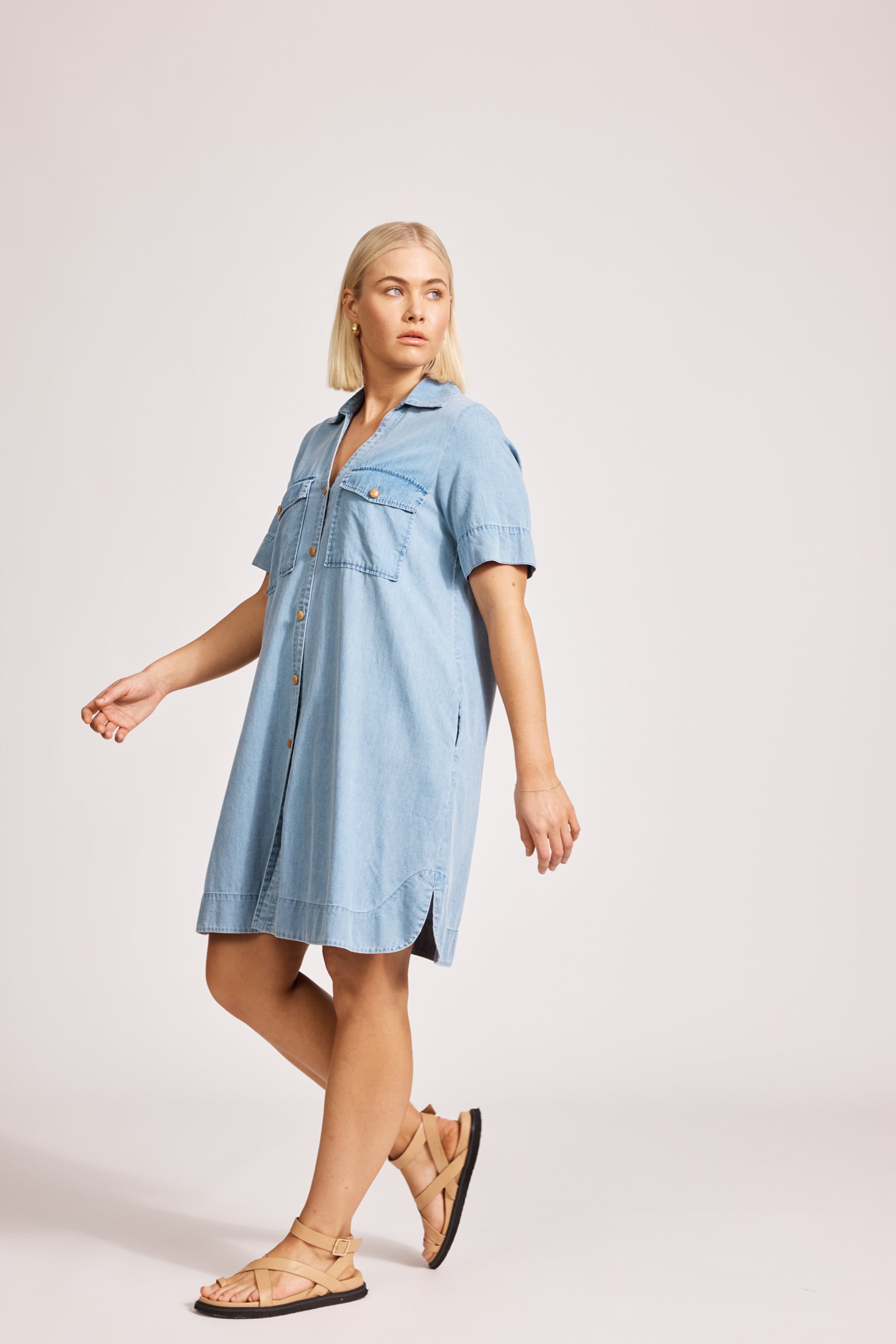 Melenia Denim Shirt Dress - Denim