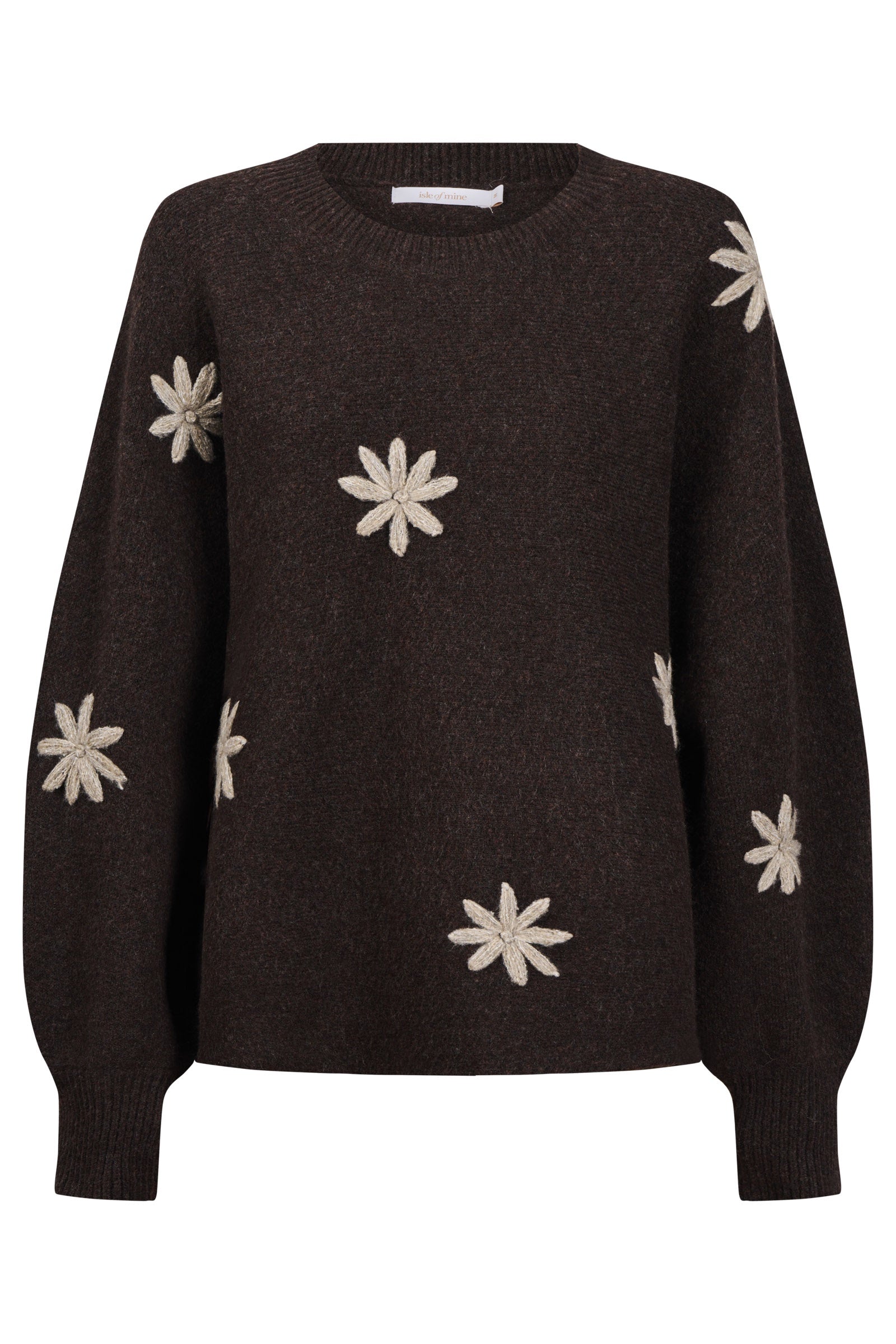 Miru Stitch Flower Jumper - Chocolate PRE ORDER