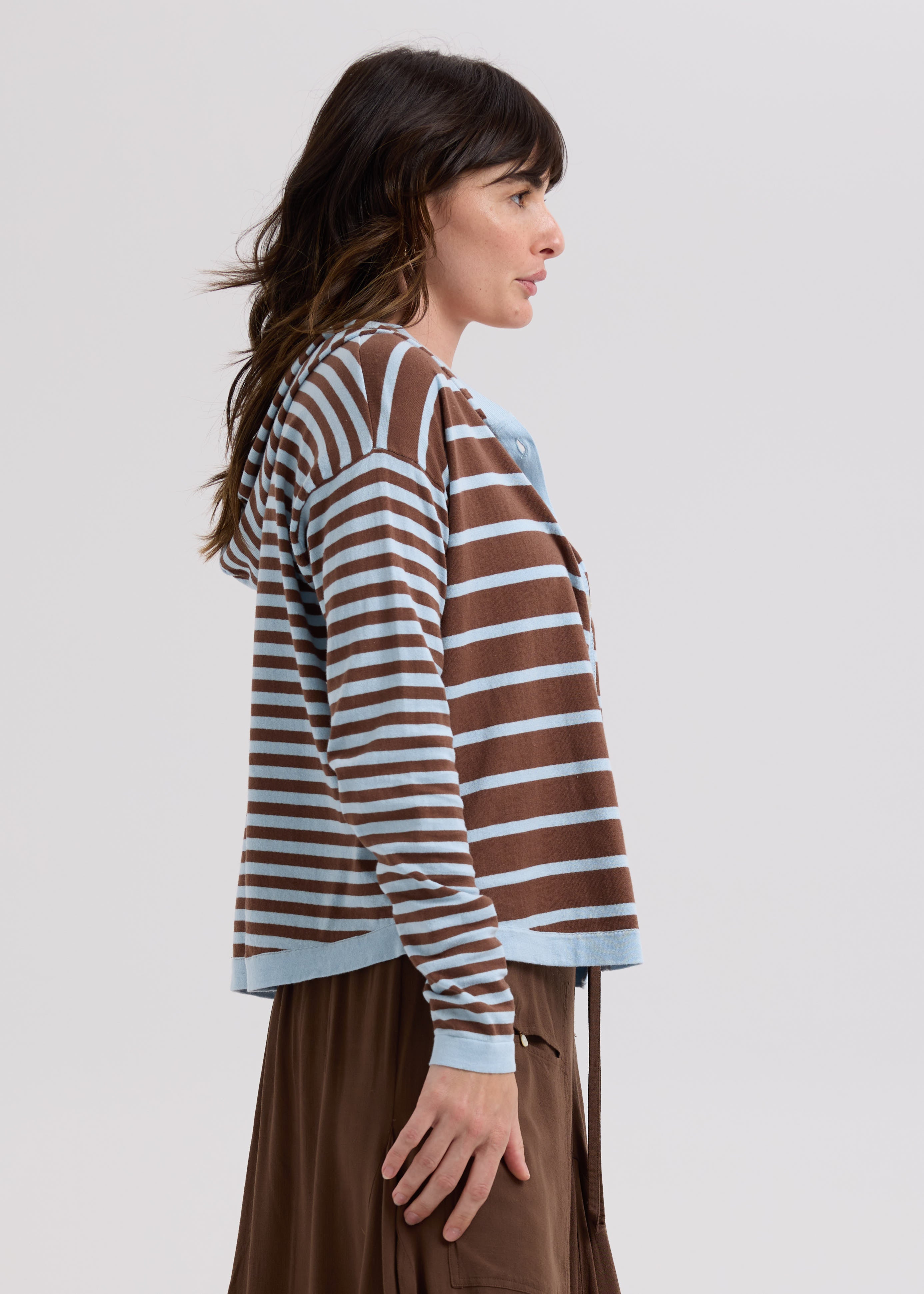 Multi Stripe Hoodie - Sky