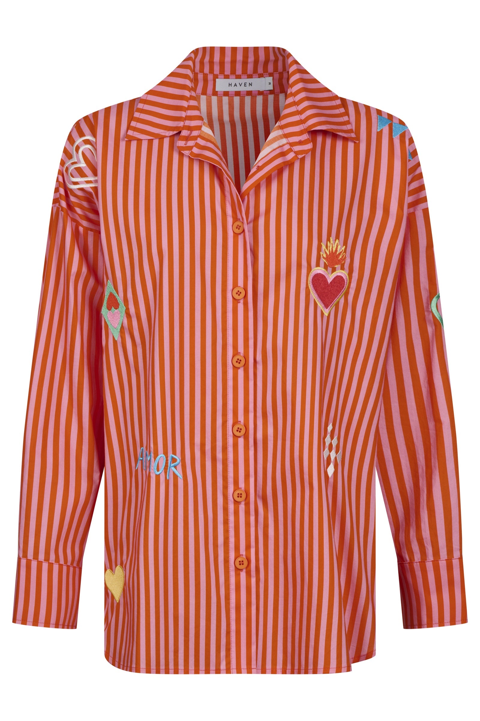 Mykonos Embroidered Stripe Shirt - Pink