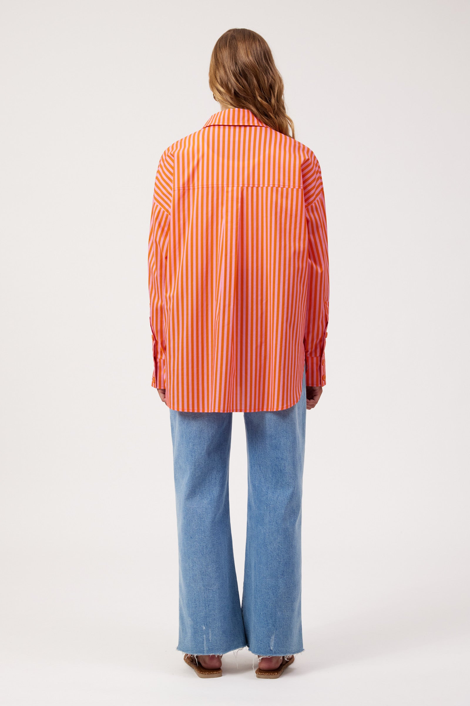 Mykonos Embroidered Stripe Shirt - Pink