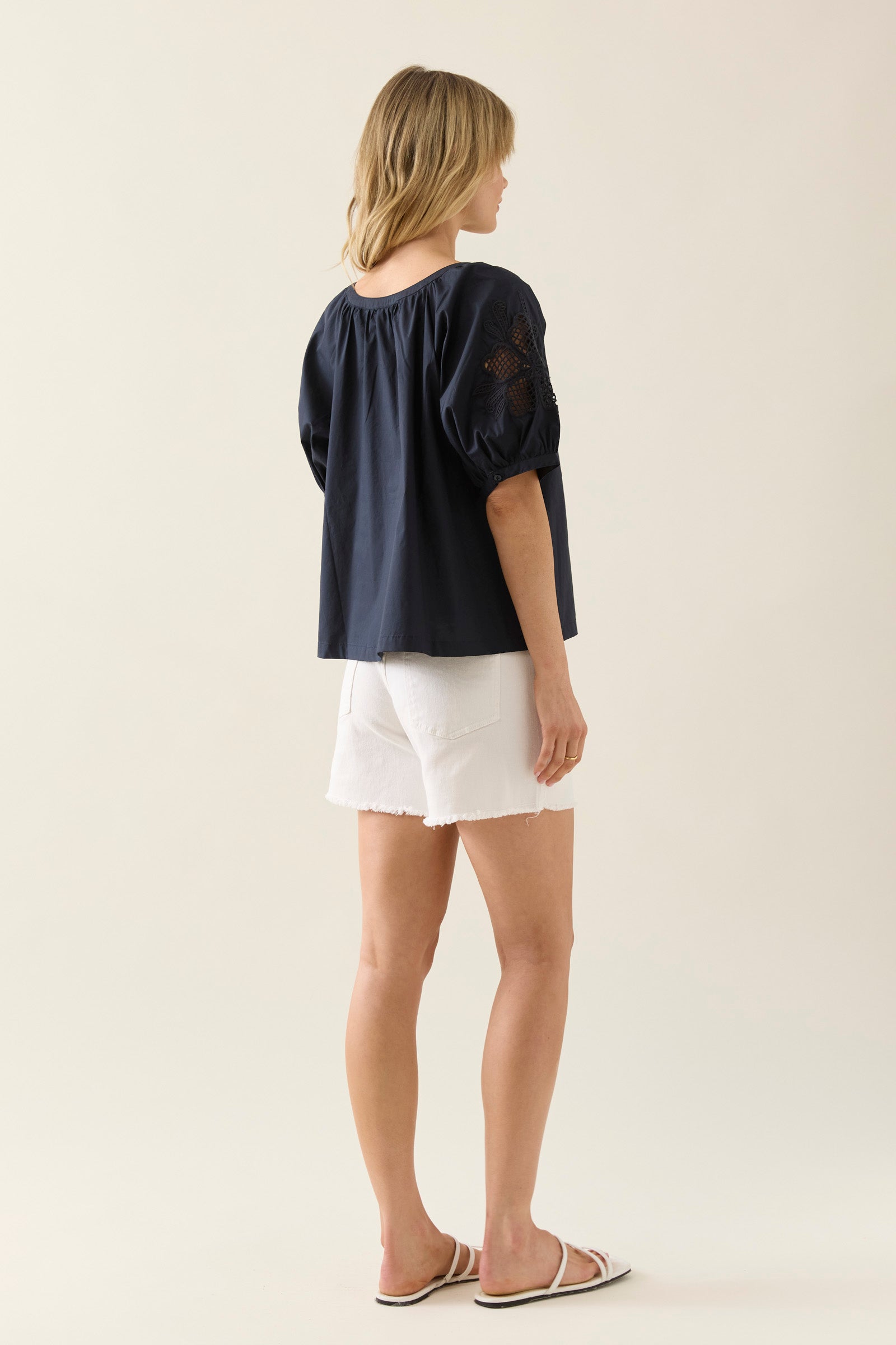 Nilsa Button Top - Navy