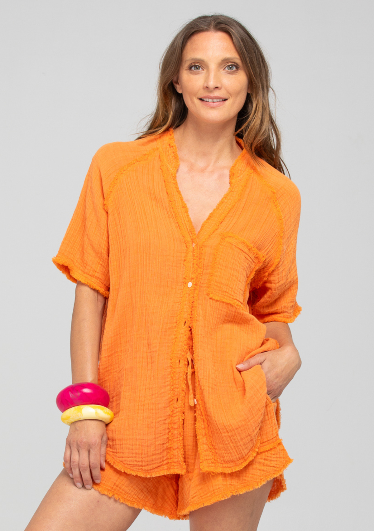 Boom Shankar CLEARANCE Oceano Shirt - Tangerine
