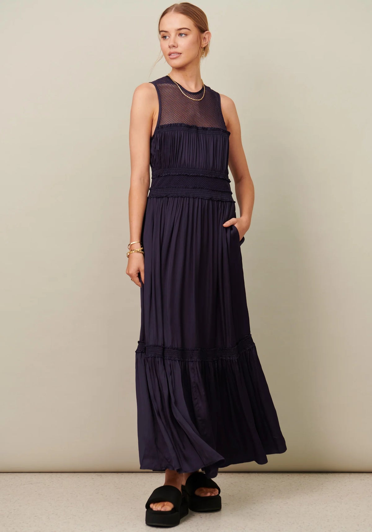Pol CLEARANCE Lara Tiered Dress - Ink