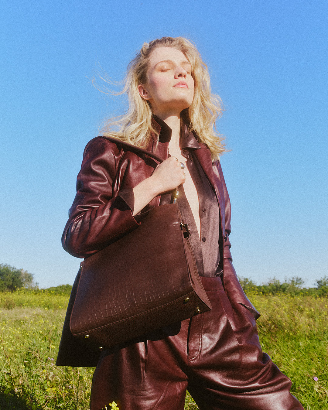 Beatrice Shoulder Bag - Espresso Croc