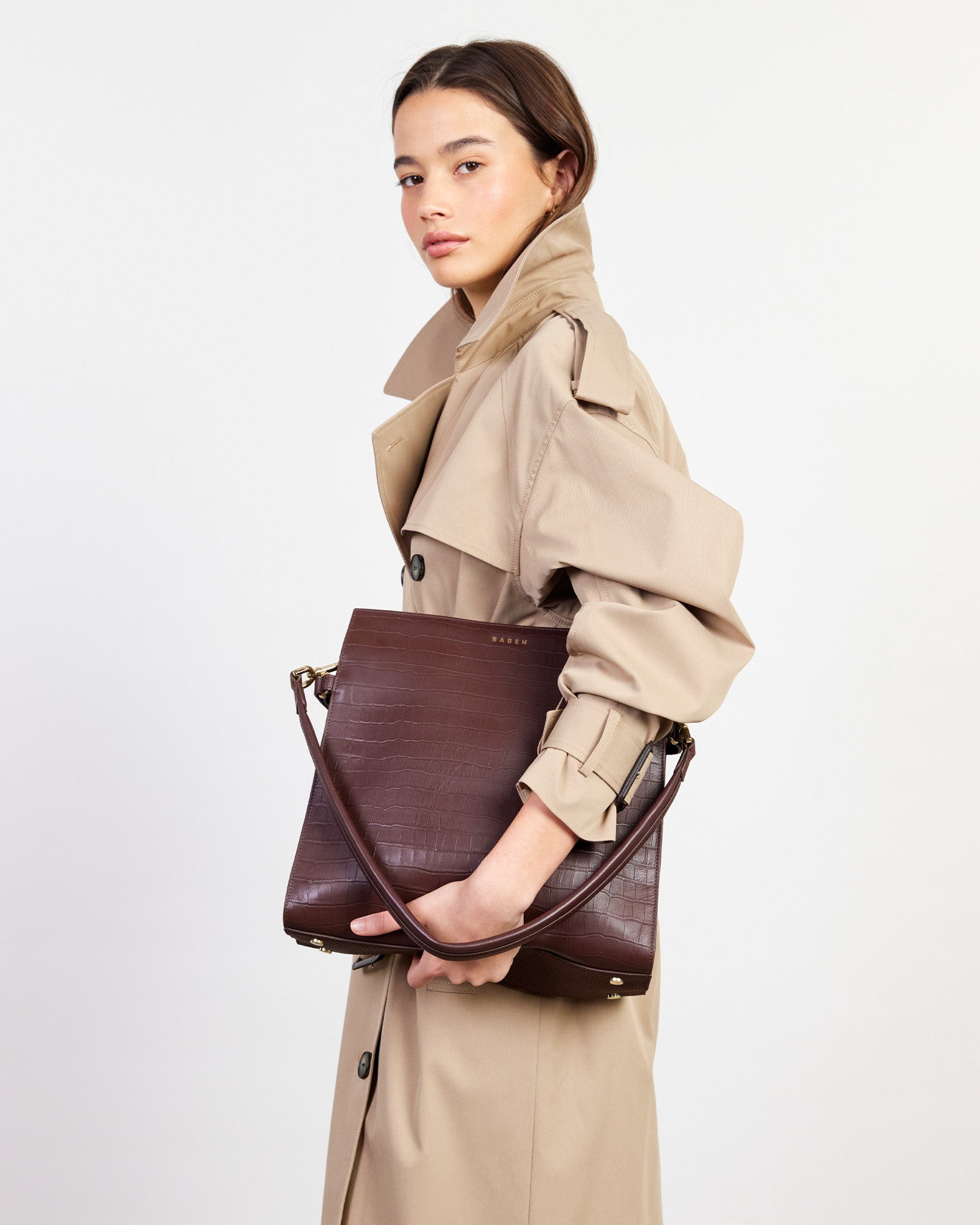 Beatrice Shoulder Bag - Espresso Croc