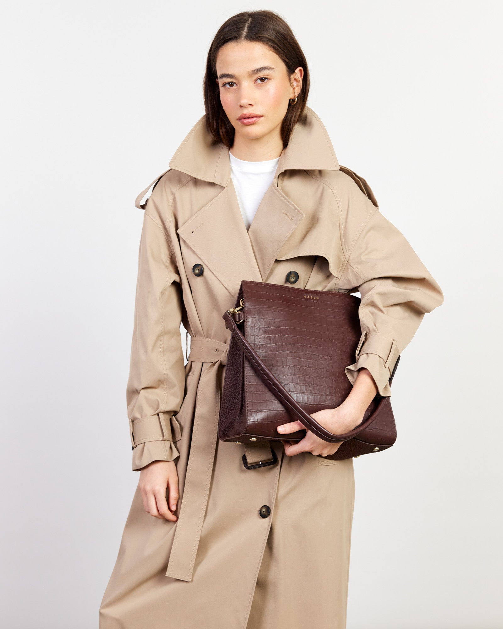 Beatrice Shoulder Bag - Espresso Croc