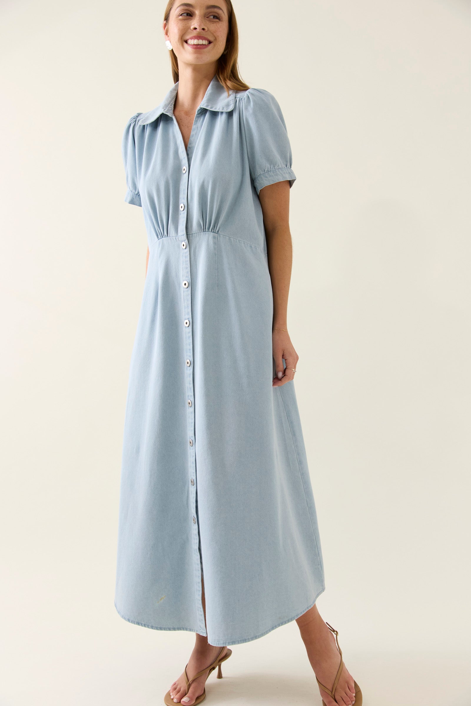 Sofie Denim Maxi Dress - Sky